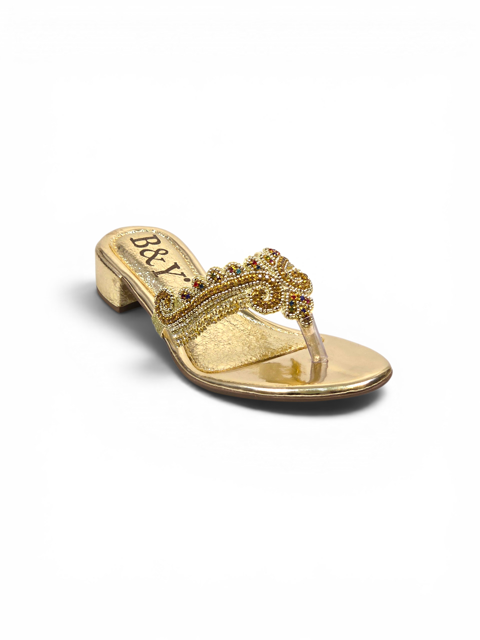 Chinelo 3047 Dourado Colorido Salto Bloco
