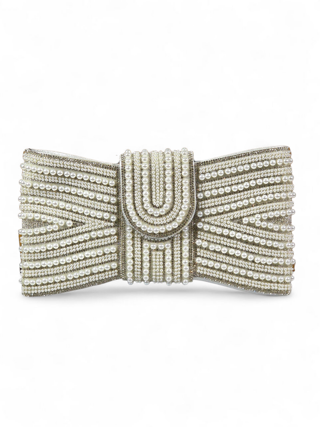 Carteira Luxo Cristal Perolas Prata 1036