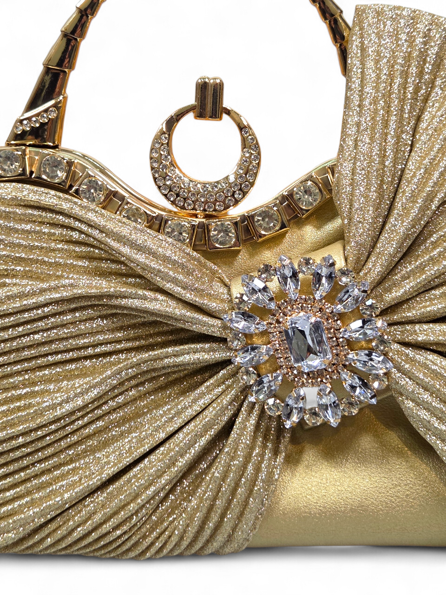 Bolsa Clutch Cristal Dourada 1082