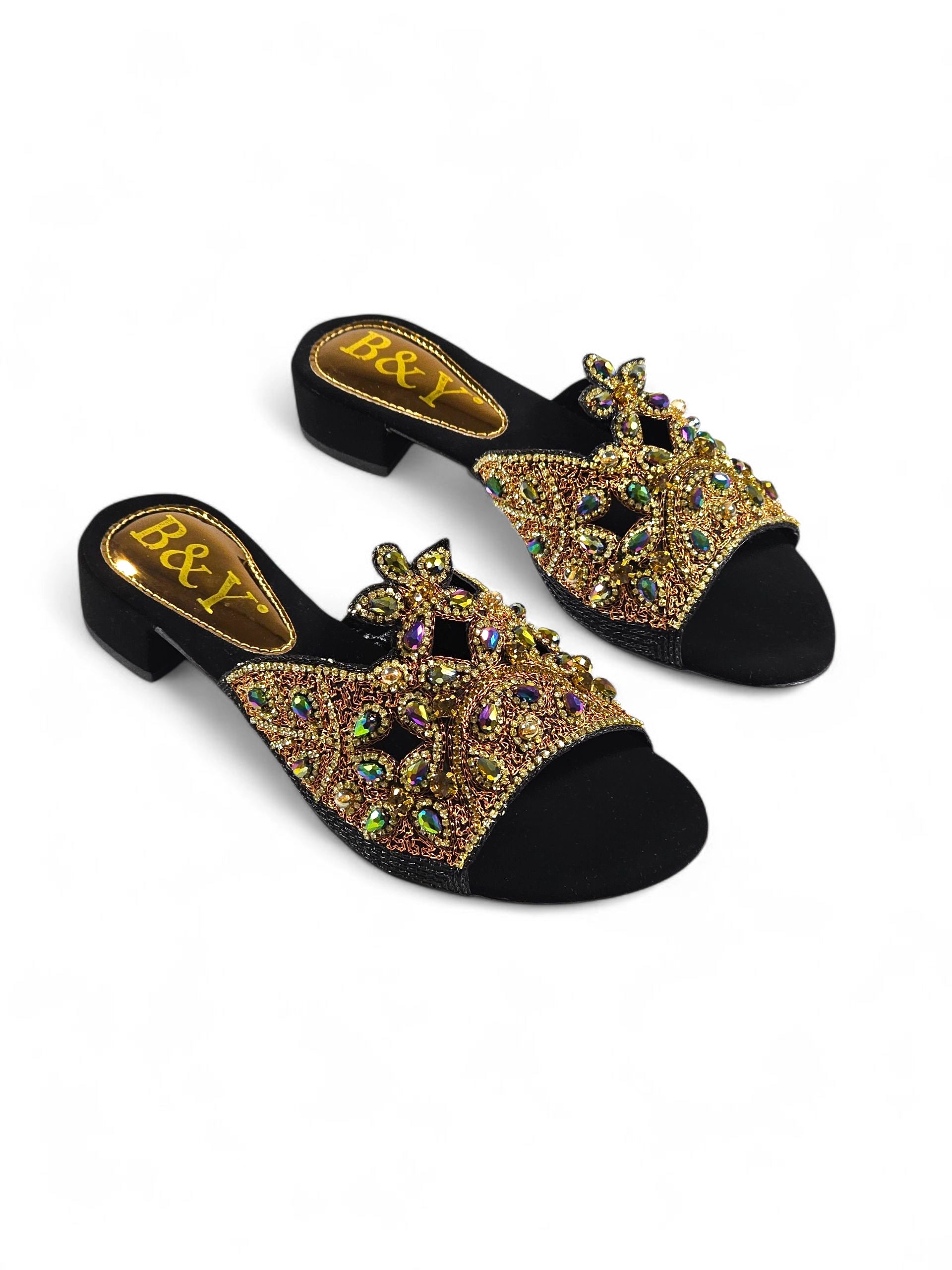 Tamanco 9200 Preto Colorido Salto Bloco