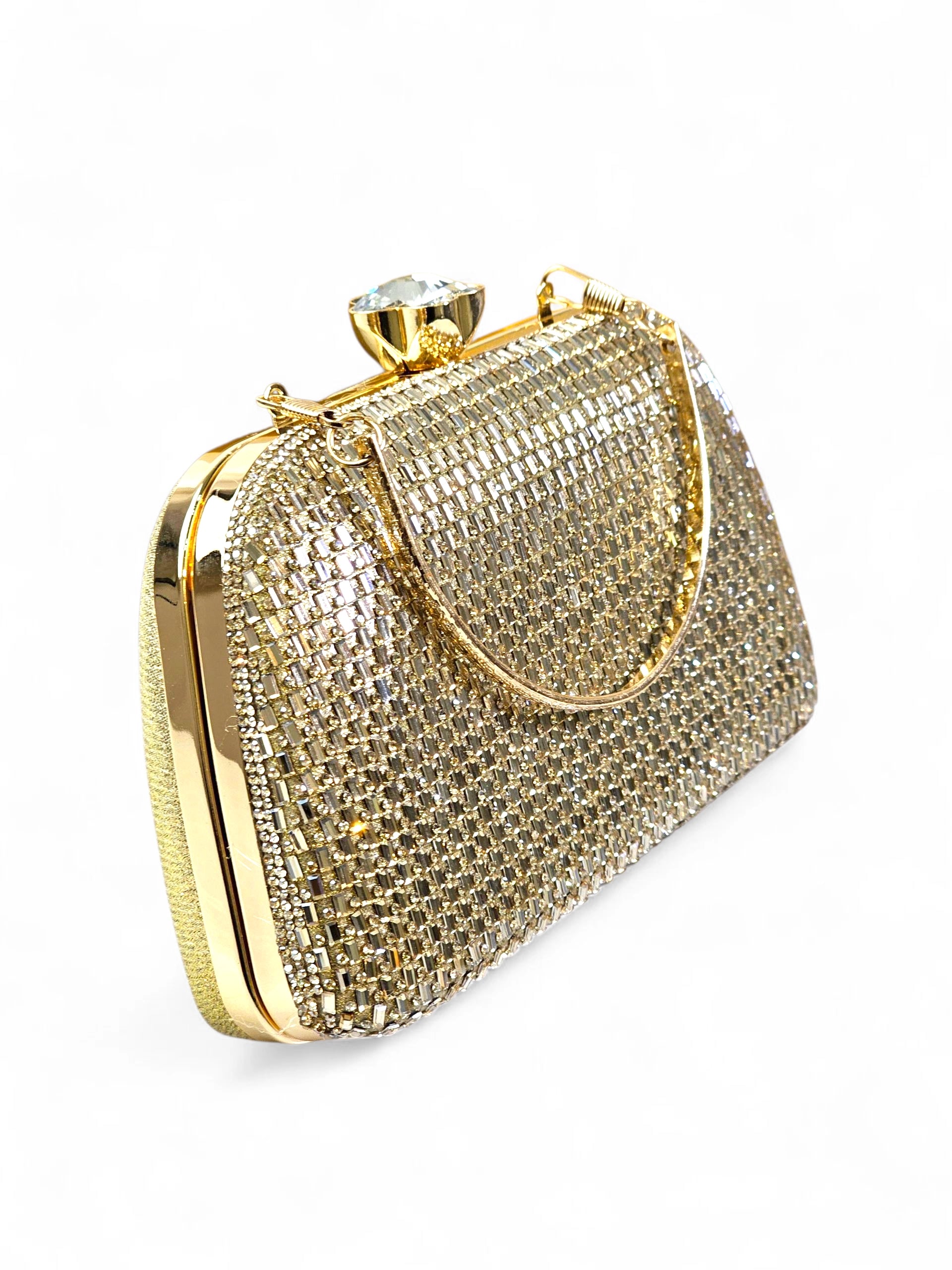 Bolsa Clutch Cristal Dourada 029