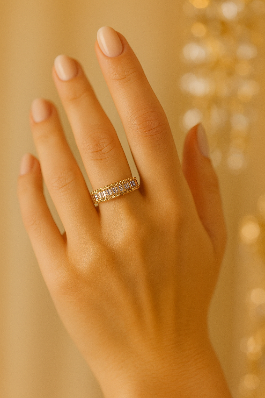 Anel Cristal Zirconia Dourada 005