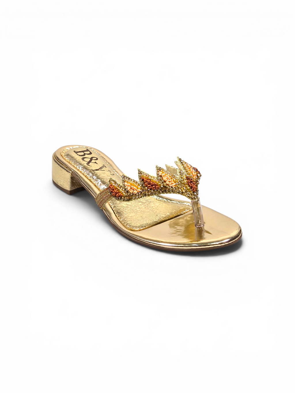 Chinelo 9835 Dourado Salto Bloco 3 cm