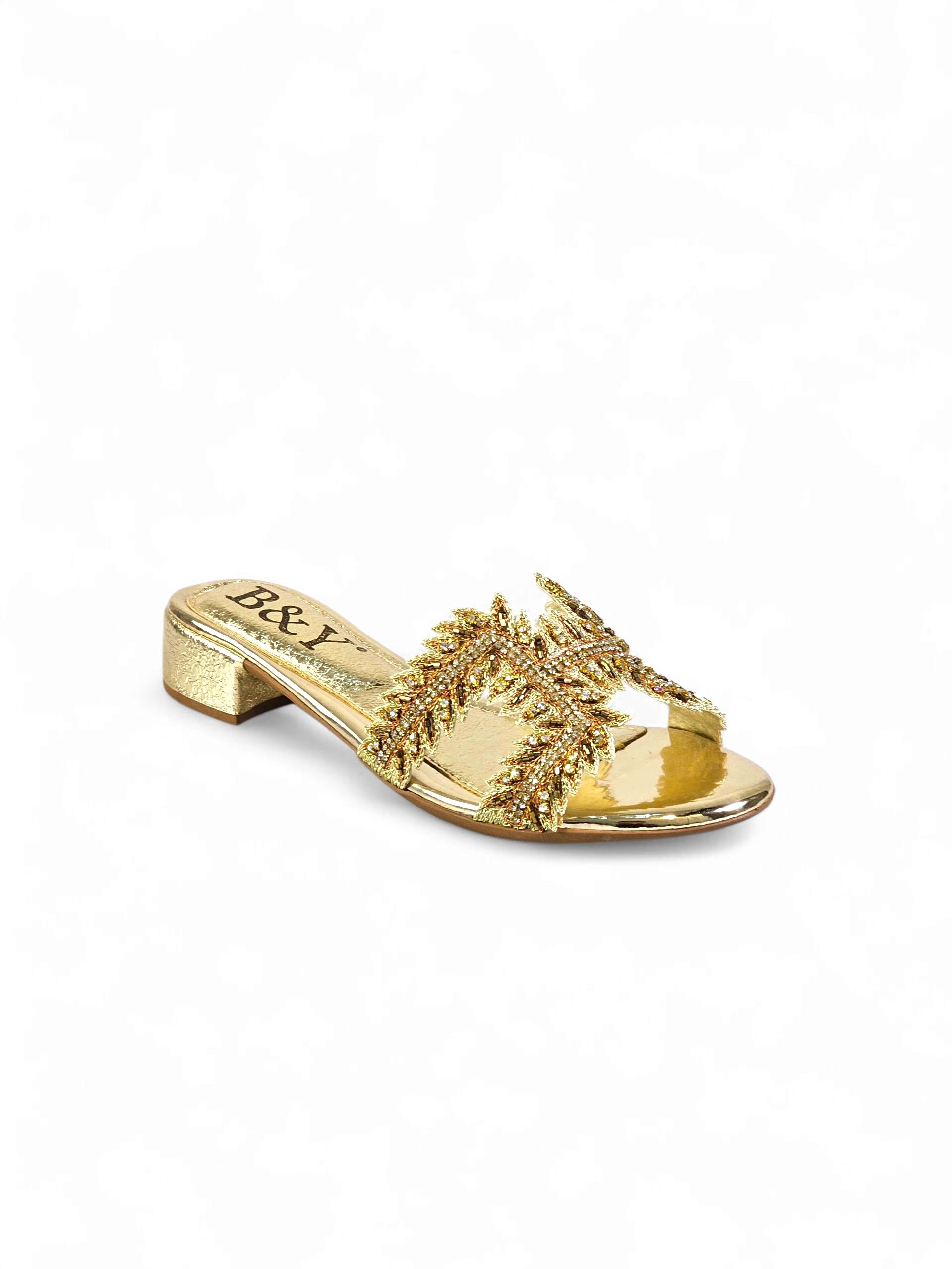 Tamanco 9768 Dourado Salto Bloco