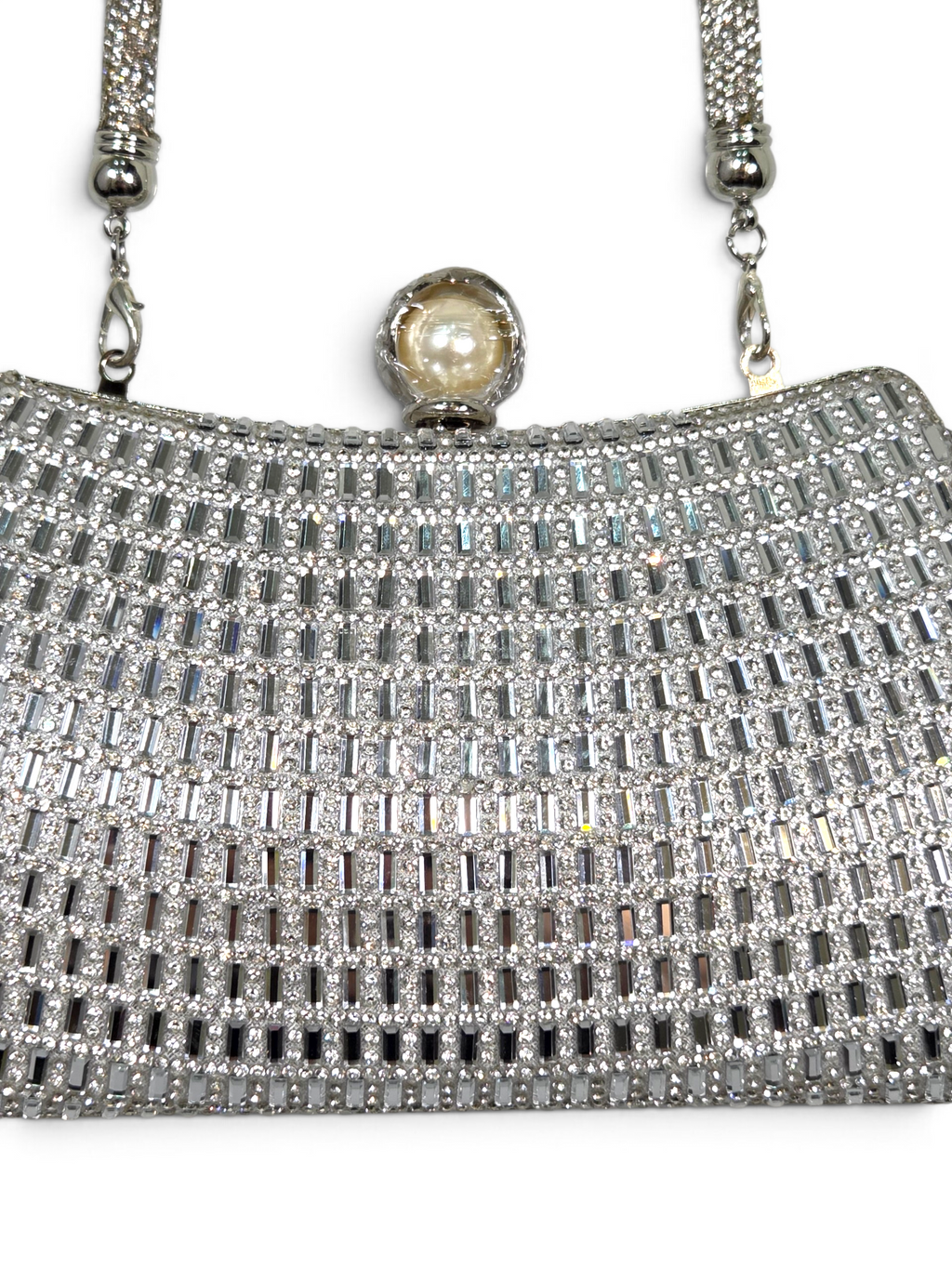 Bolsa Elegance Clutch Cristal Prata 1095