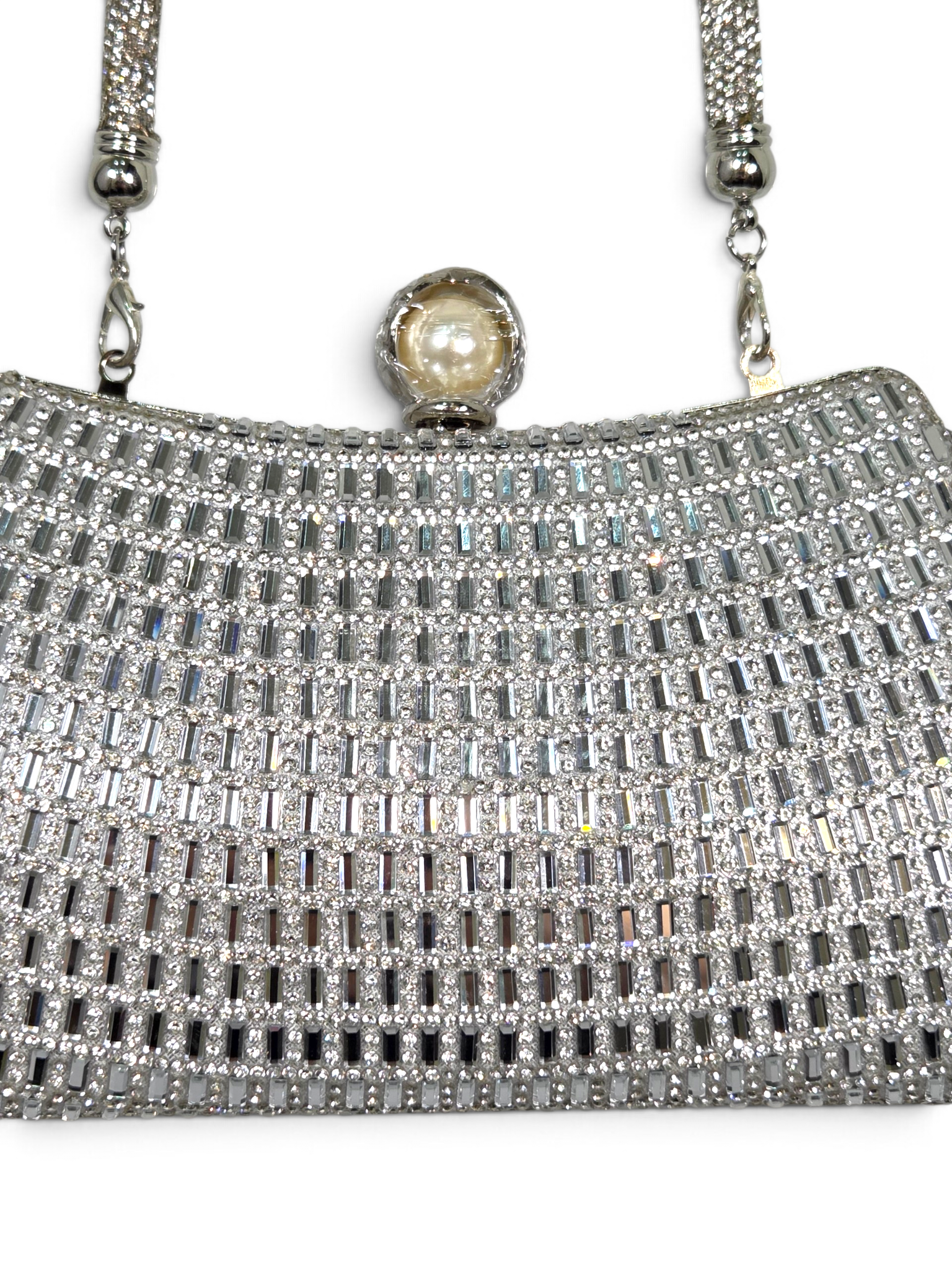 Bolsa Elegance Clutch Cristal Prata 1095