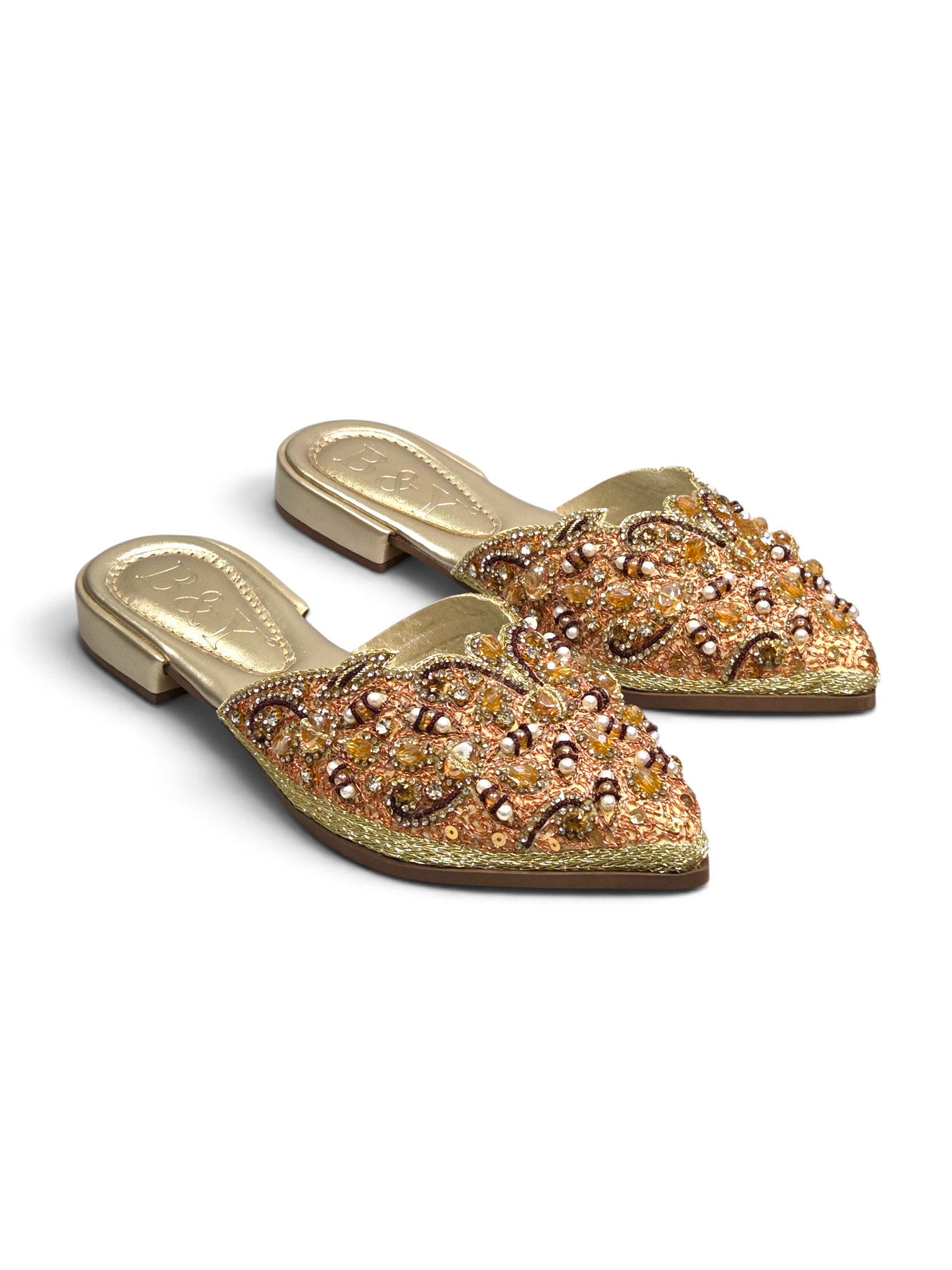Mule 9212 Dourado Salto Baixo 2 Cm