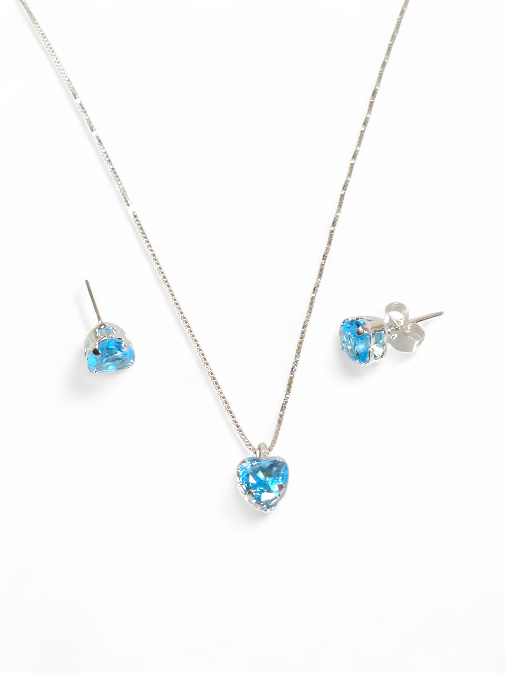 Conjunto em Prata 925 com Cristal de Zircônia Azul 1002