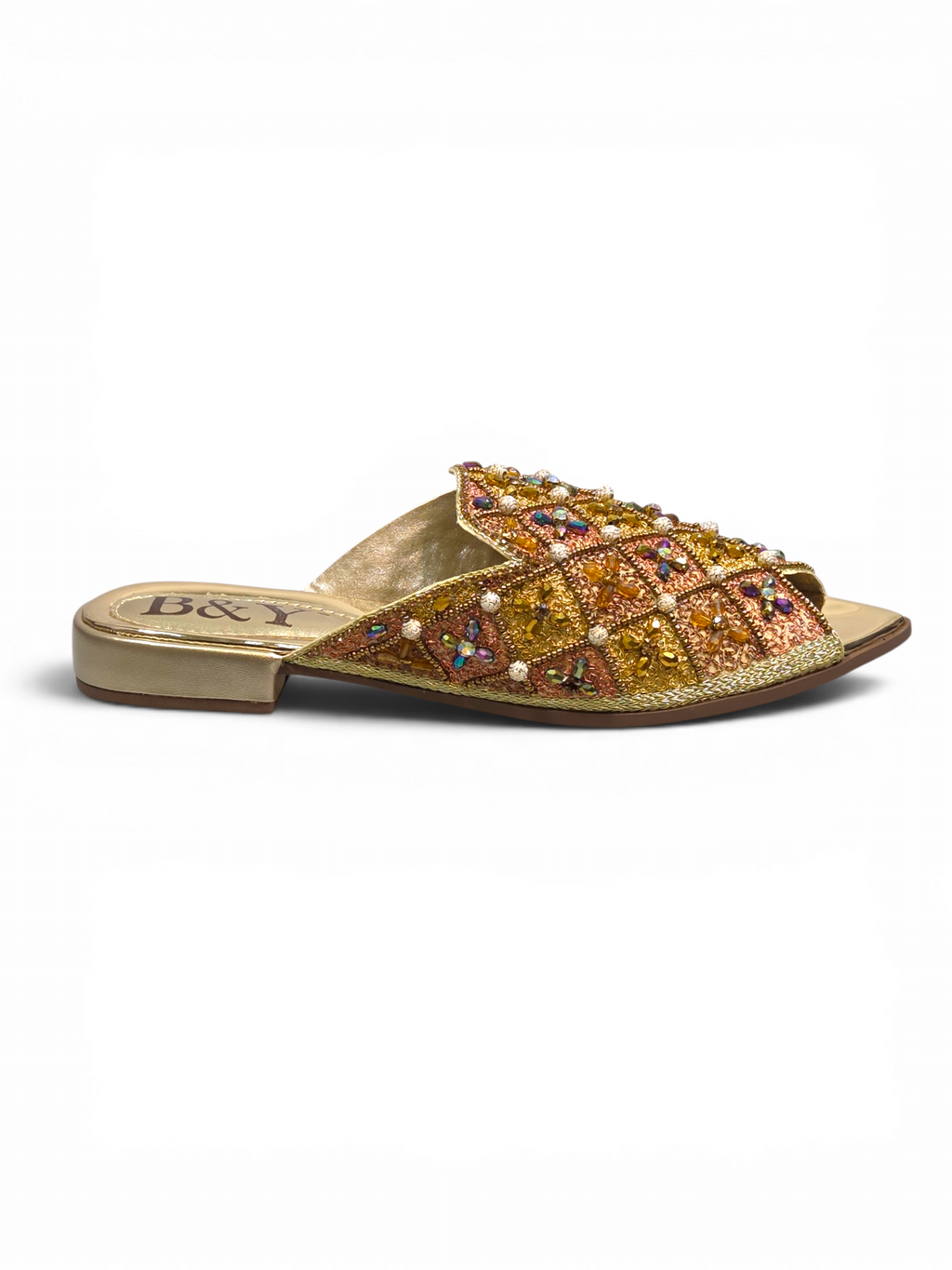 Mule 9800 Dourado Salto Baixo 2 cm
