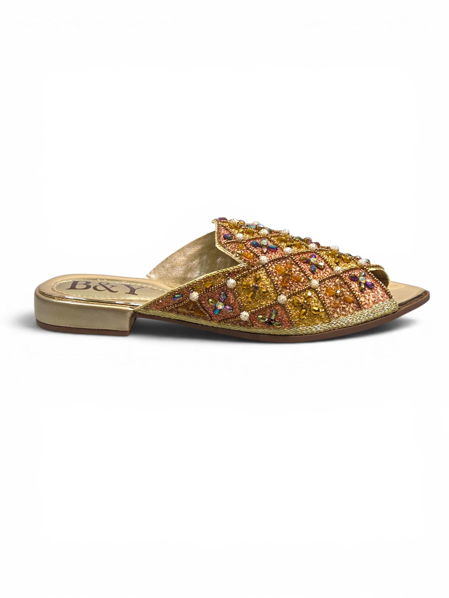Mule 9800 Dourado Salto Baixo 2 cm