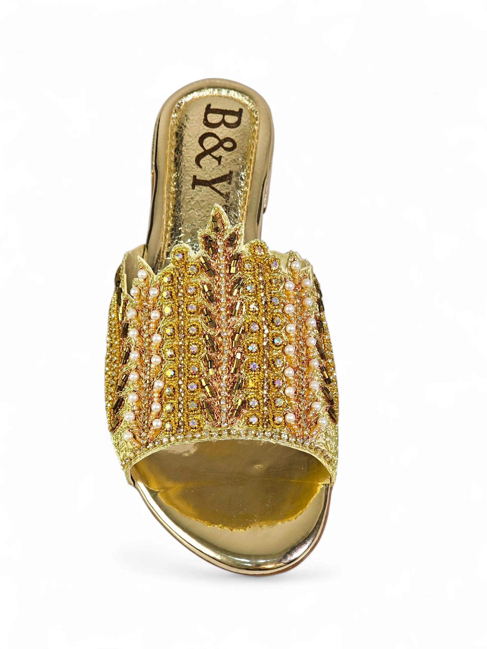 Tamanco 9780 Dourado Salto Bloco