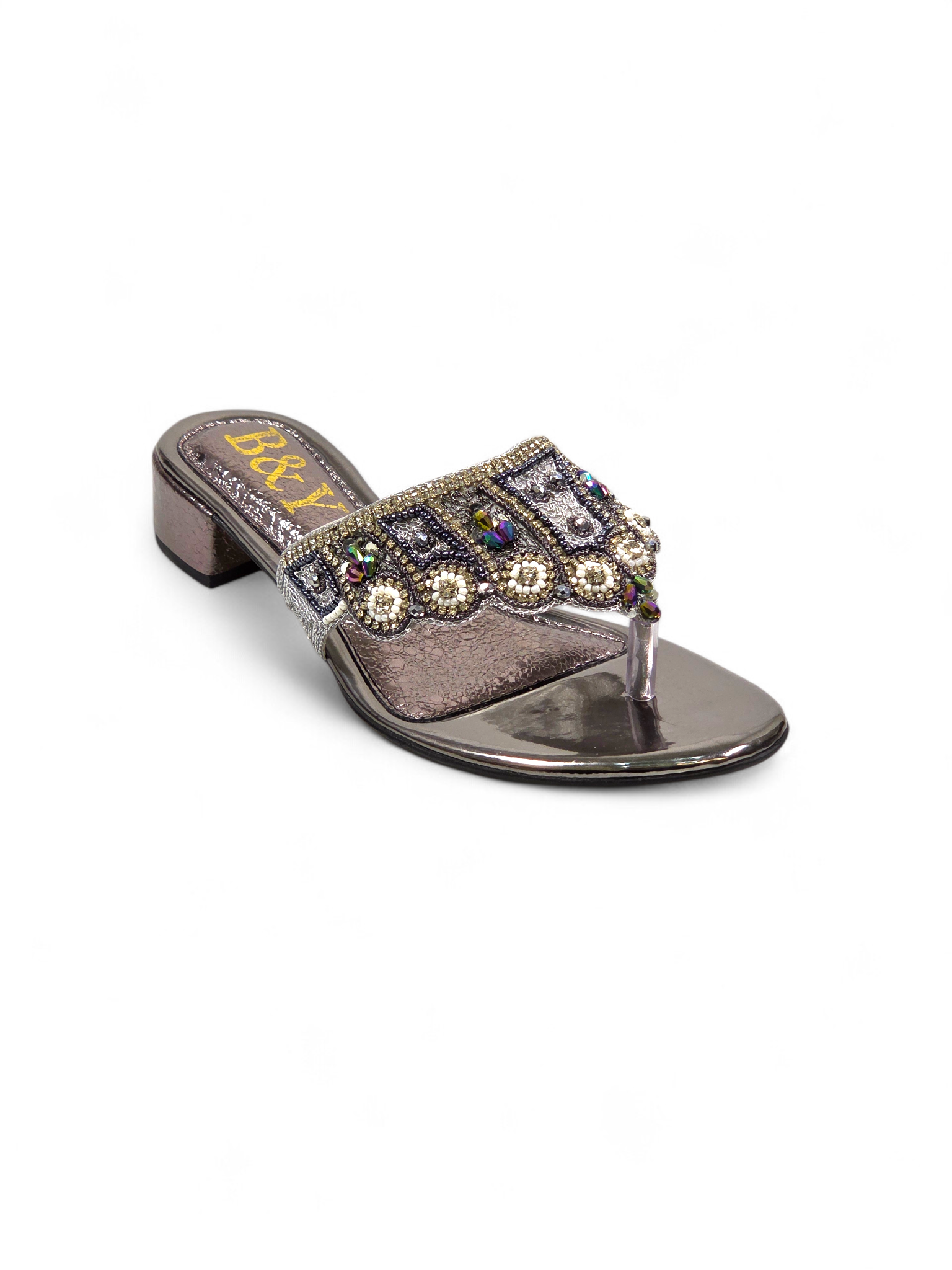 Chinelo 9840 Prata Salto Bloco 3 cm