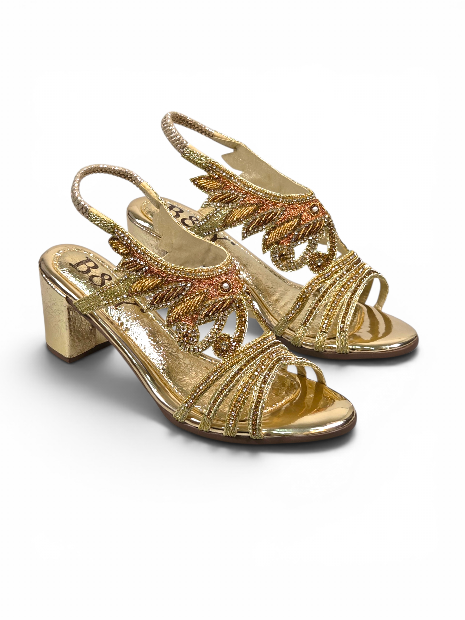 Sandália 9717 Dourado Com Salto Alto 6cm