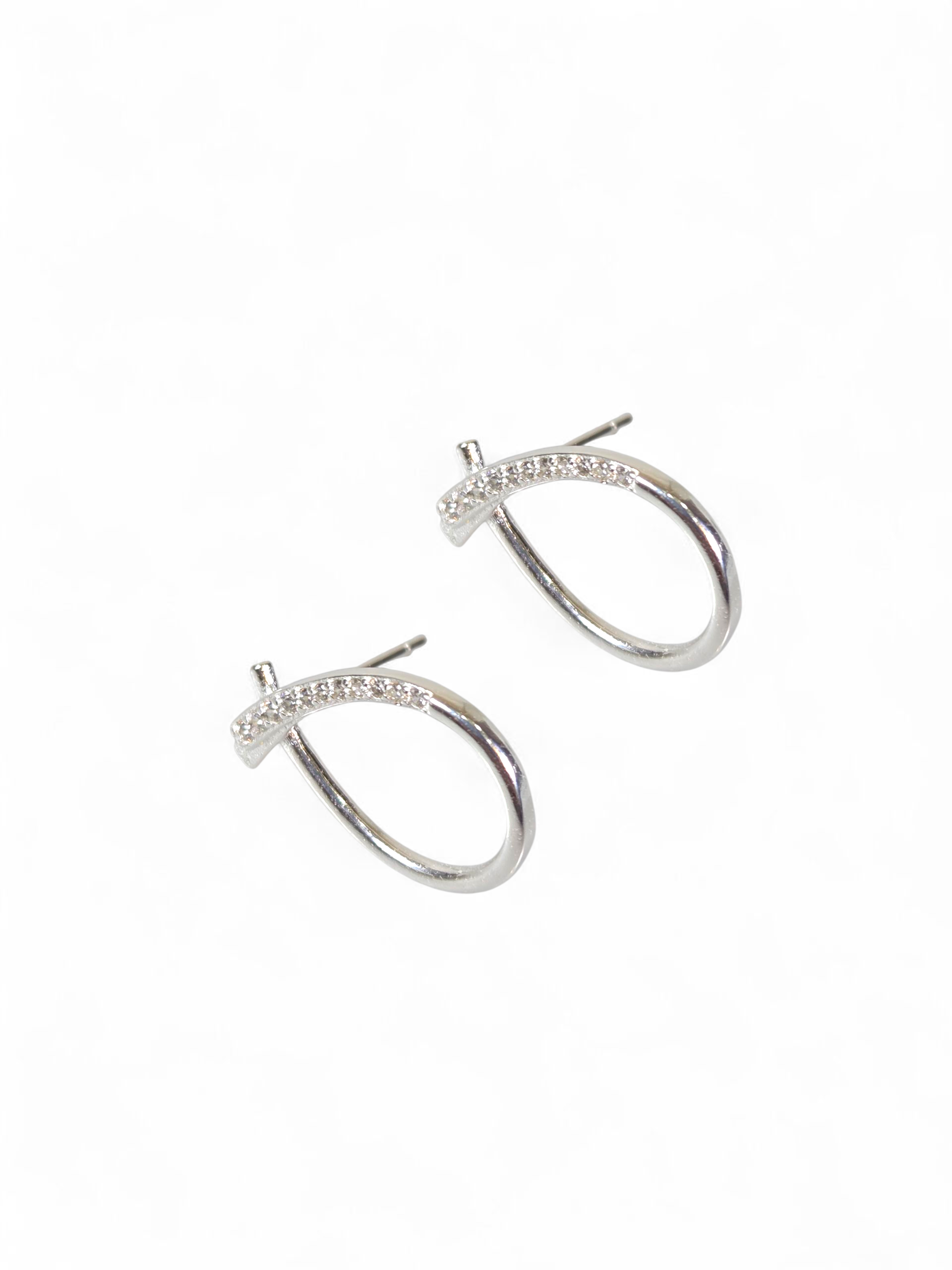 Brinco Prata 925 com Zirconias Brancas 1004