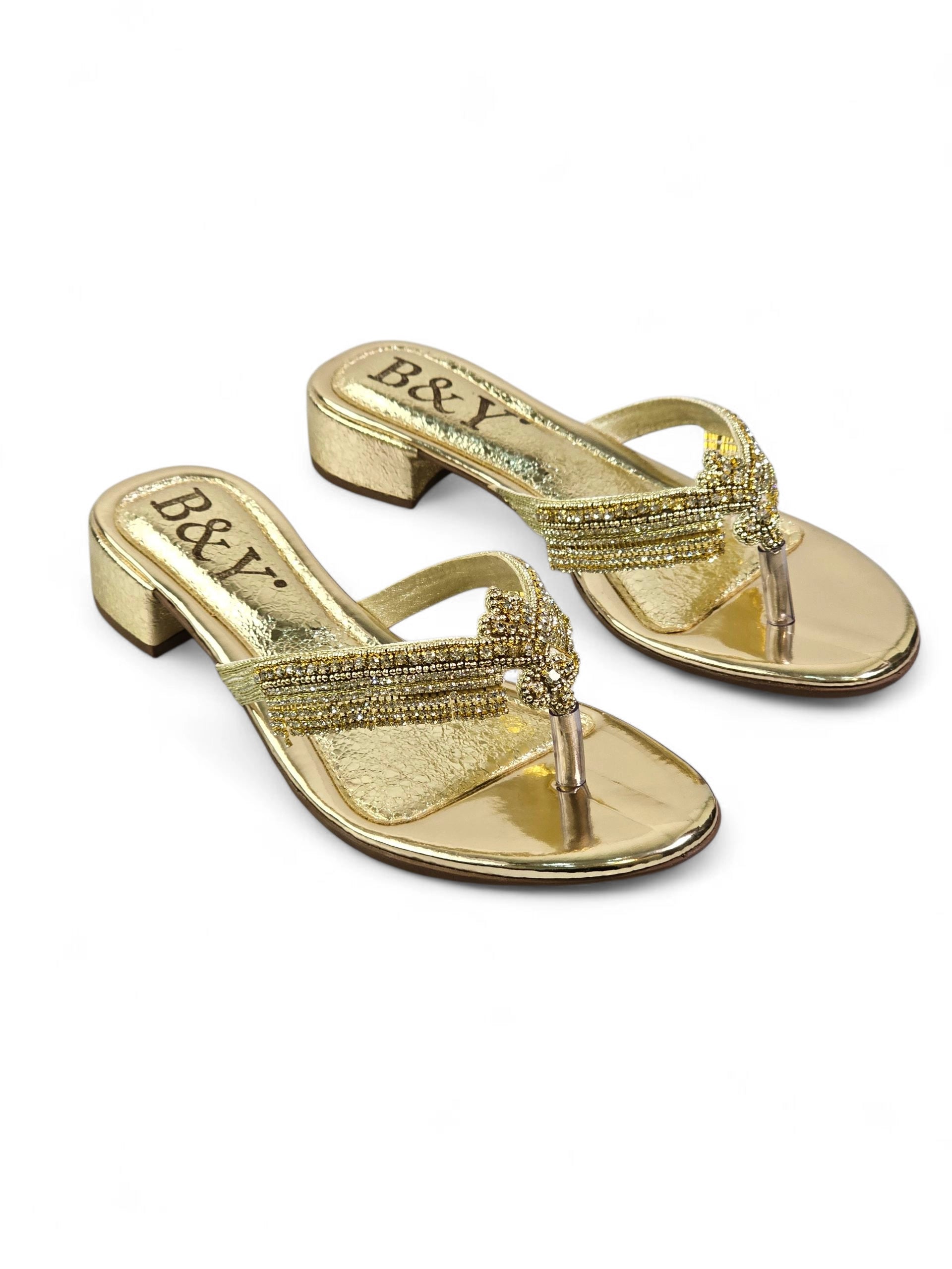 Chinelo 1057 Dourado Salto Bloco