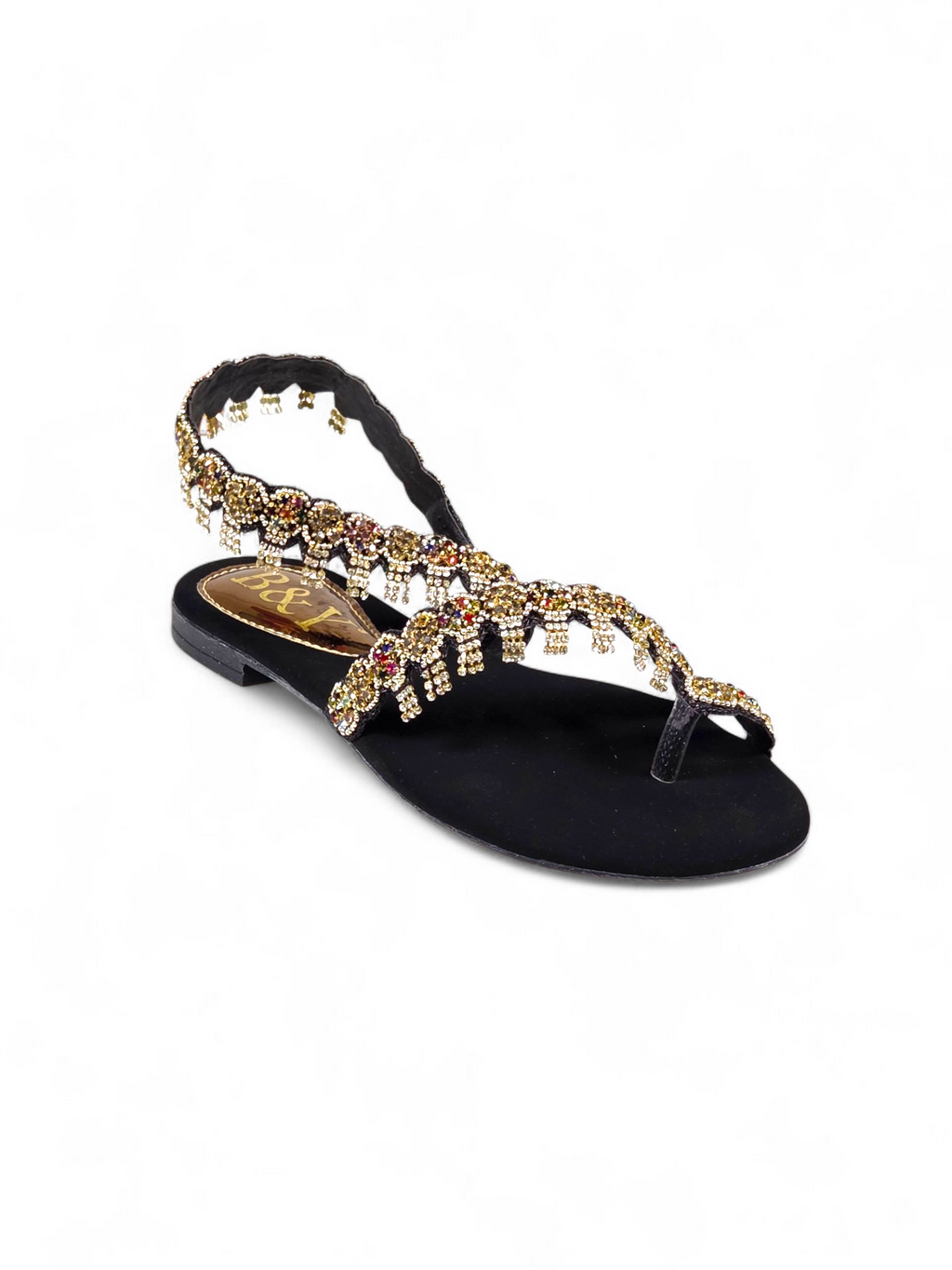 Sandália 9159 Preto Colorido Sem Salto