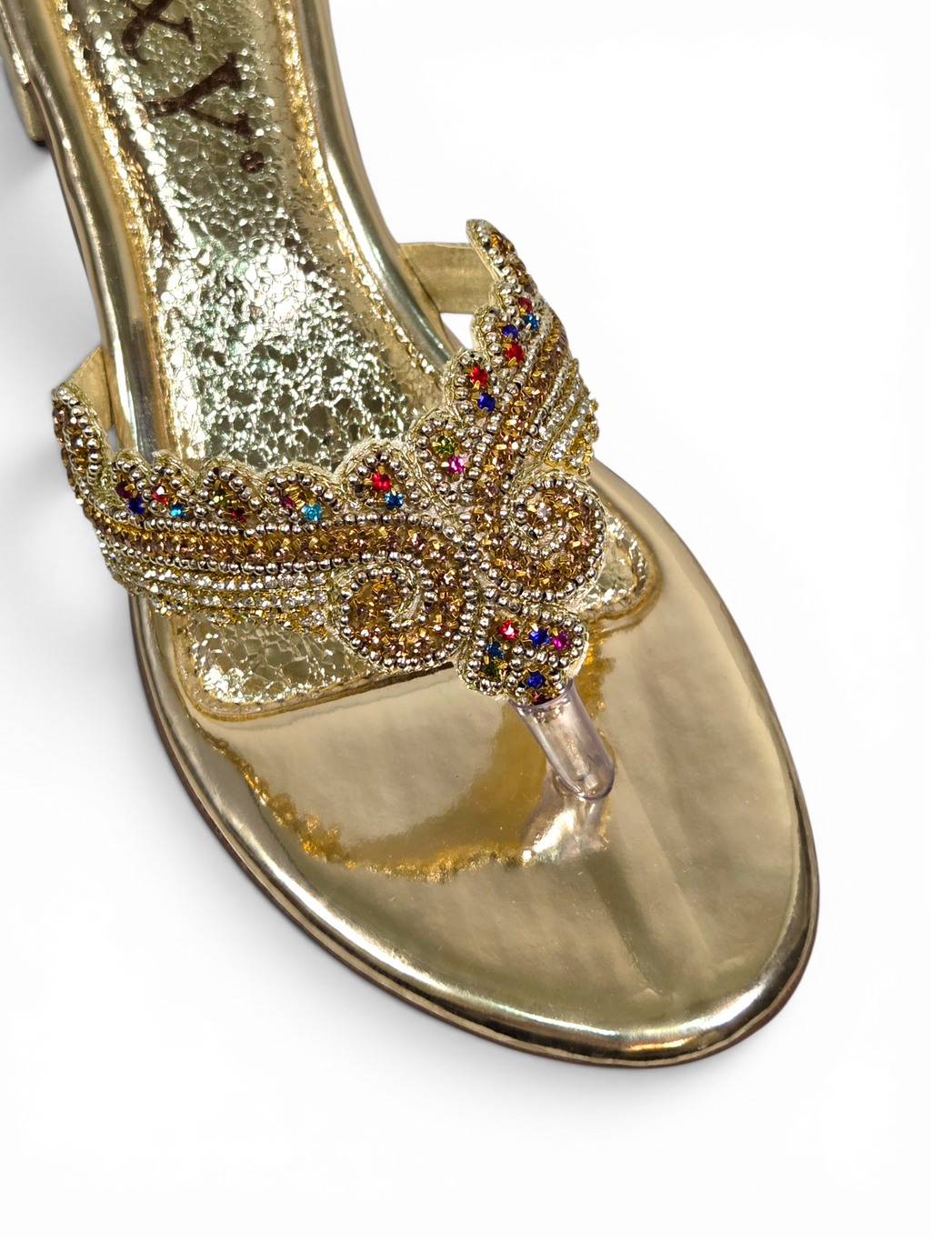 Chinelo 3047 Dourado Colorido Salto Bloco