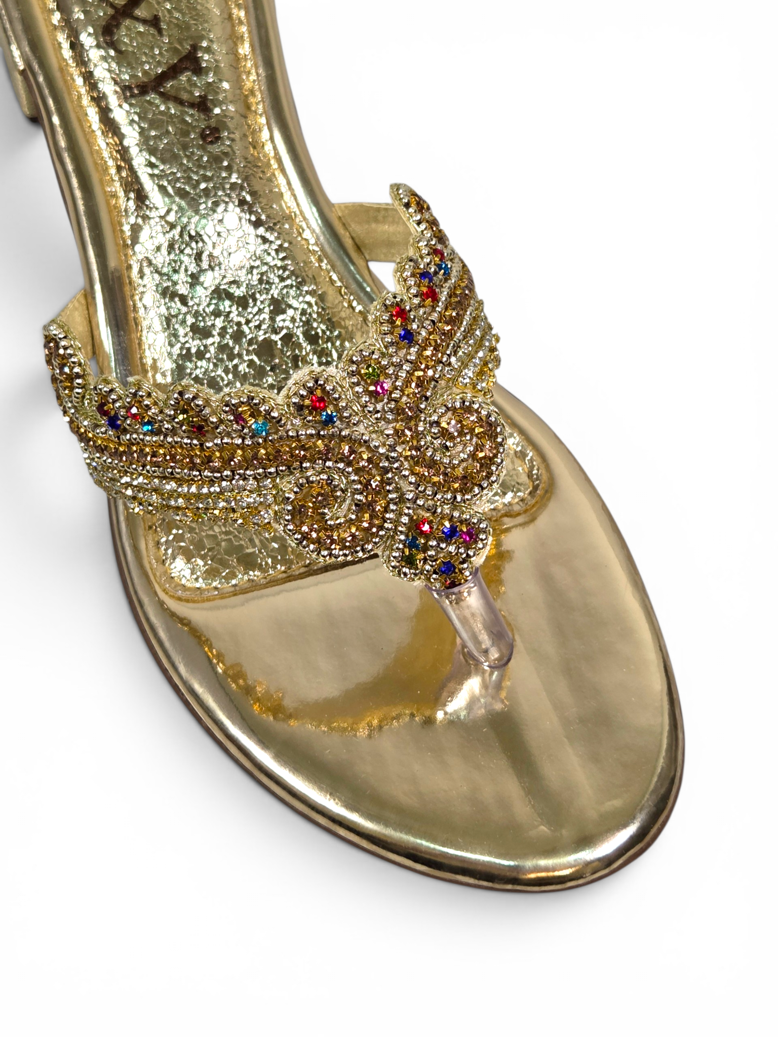 Chinelo 3047 Dourado Colorido Salto Bloco