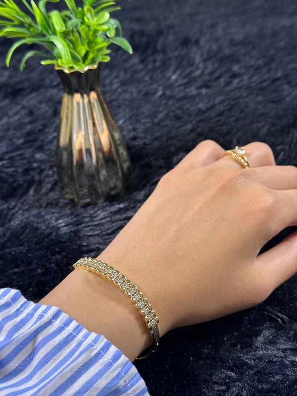 Pulseira Cristal Zirconia Dourada 013