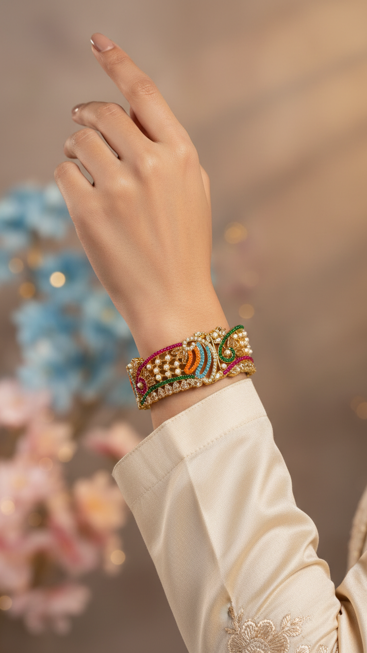 Bracelete Folheado Semi Joia Dourado #1018