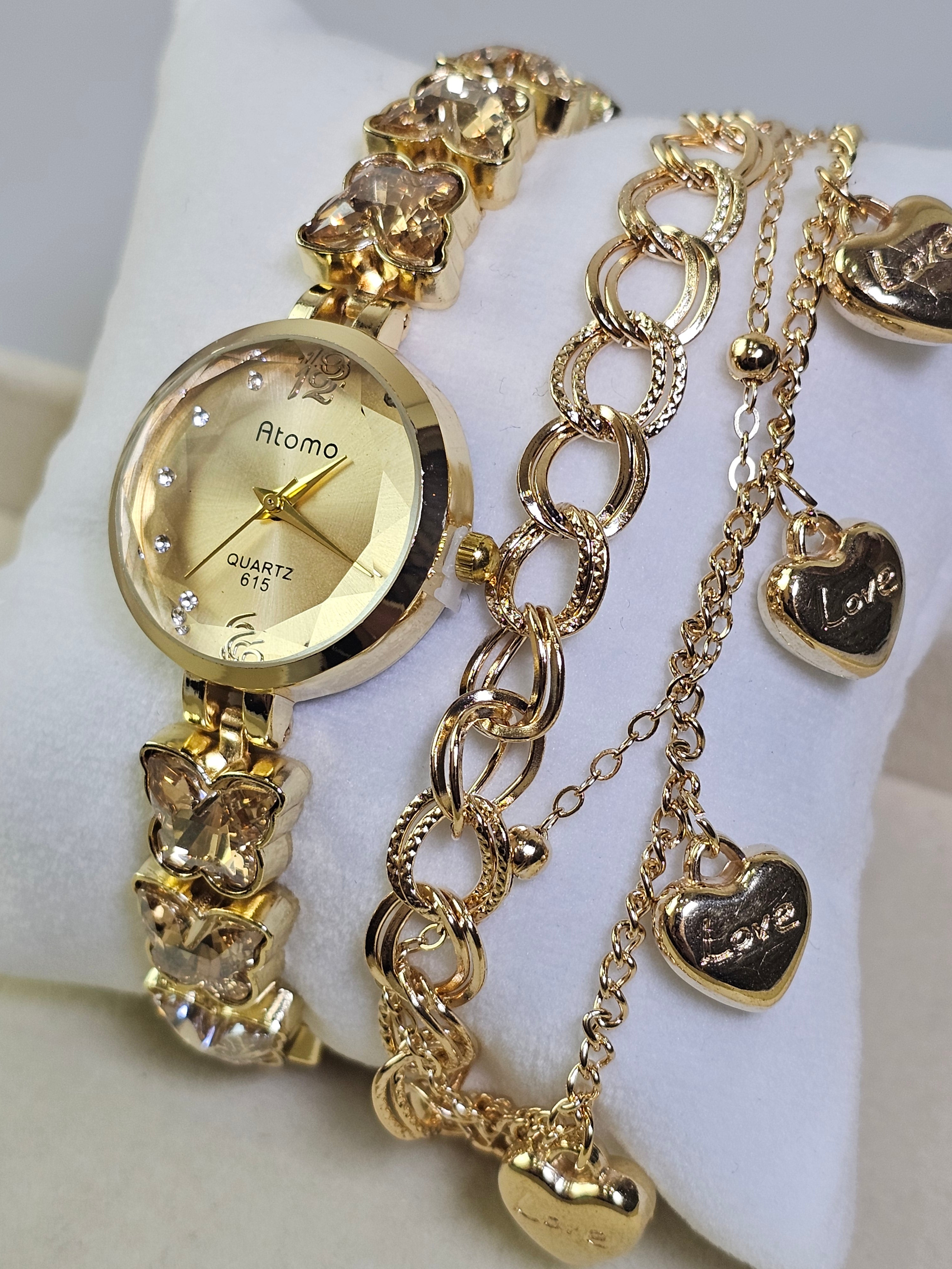 Relógio Prova d’Água com Pulseira Folheada 035