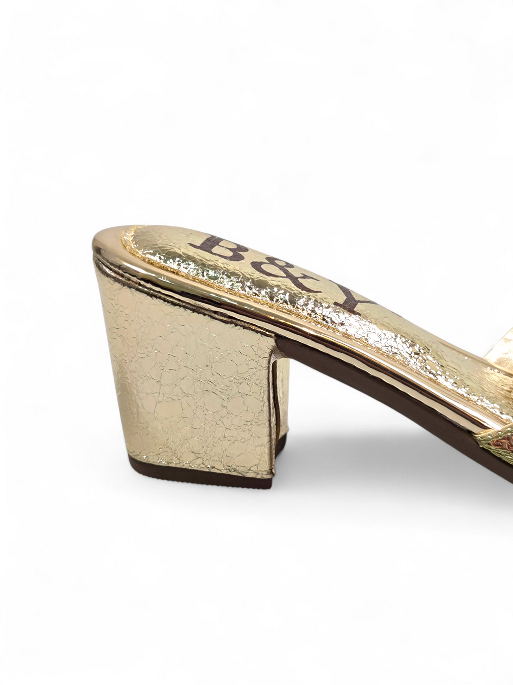 Mule 9210 Dourado Salto Médio 6 cm