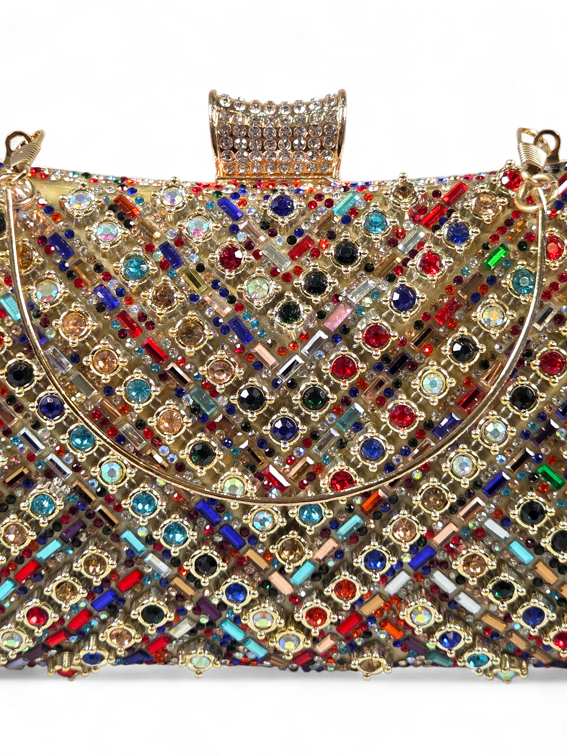 Bolsa Clutch Cristal Dourado Colorido 1046
