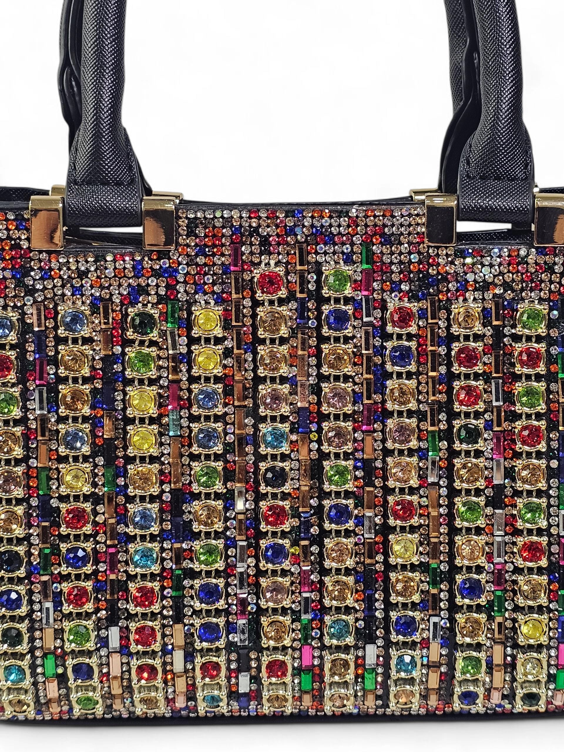 Bolsa Luxo Cristal Preto Colorido 1035