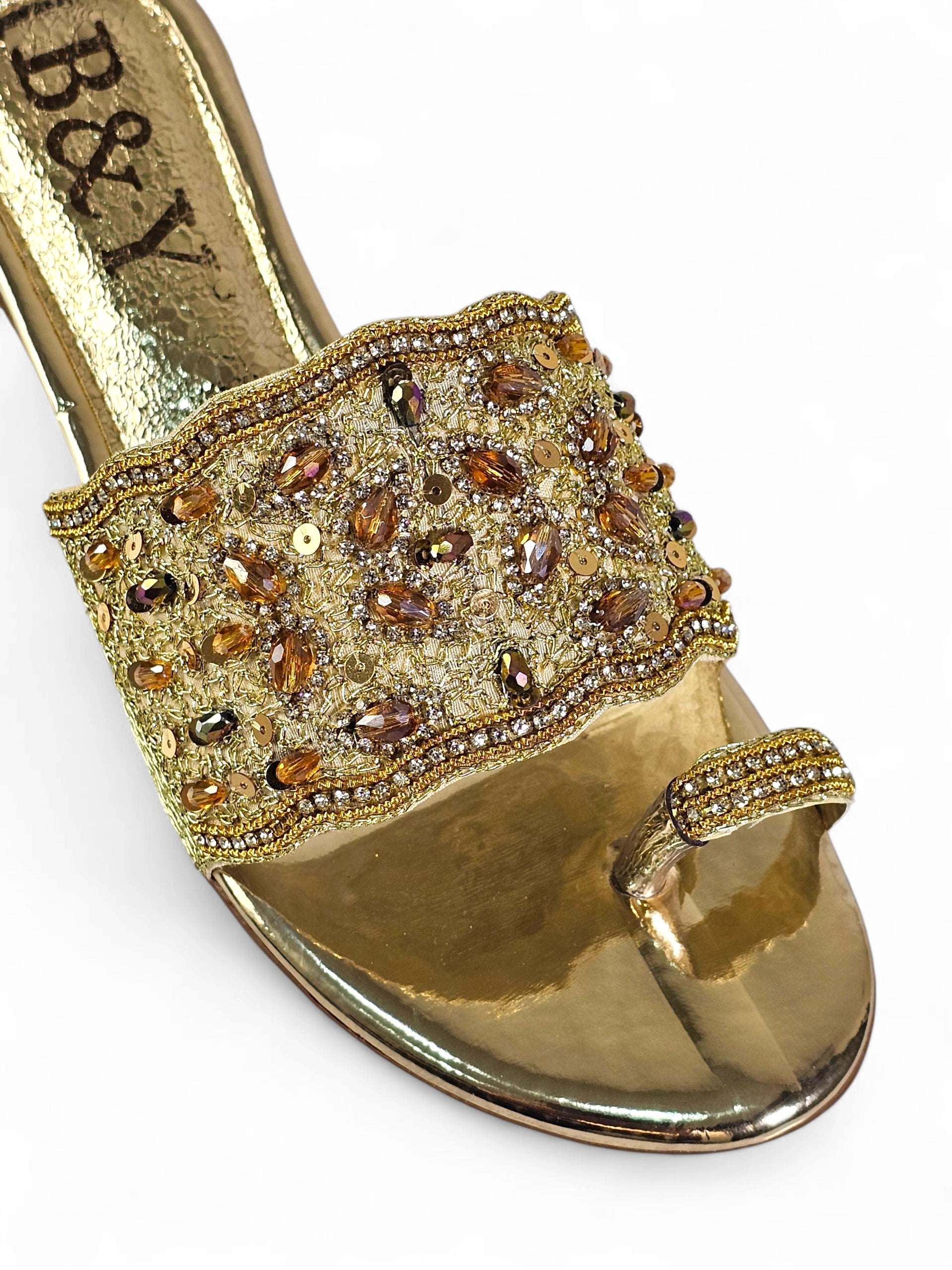 Tamanco 9430 Dourado Salto Bloco