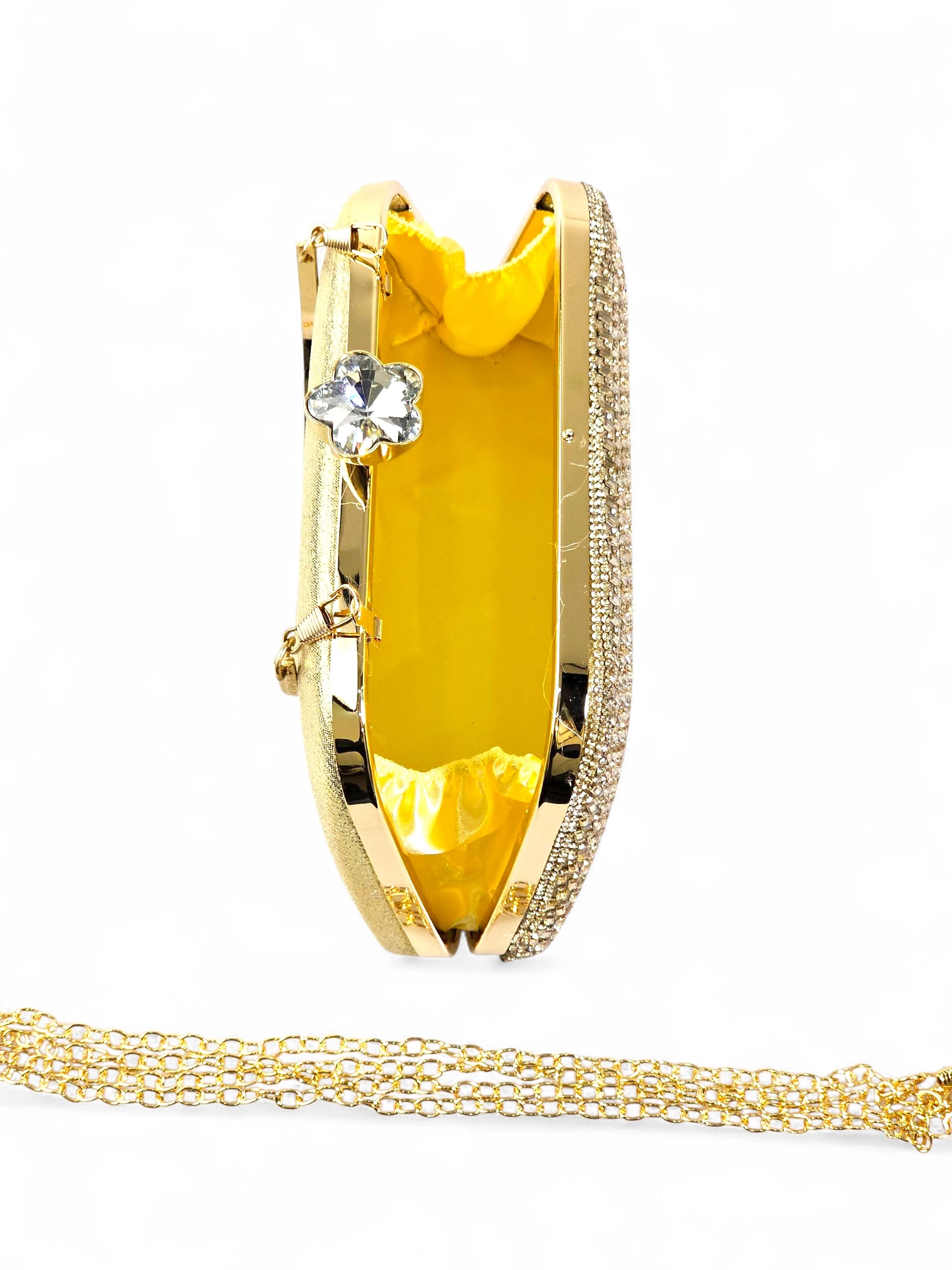 Bolsa Clutch Cristal Dourada 029