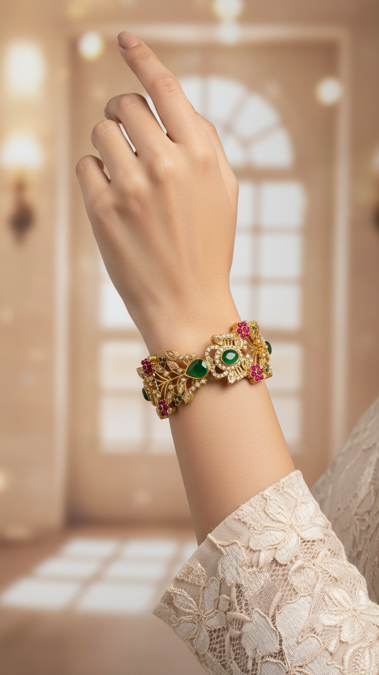 Bracelete Folheado Semi Joia Dourado #1008