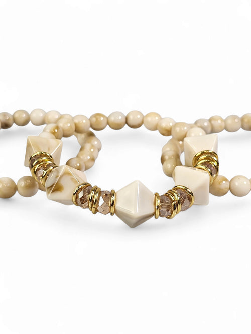 Kit 3 Pulseiras Resina Bege 009