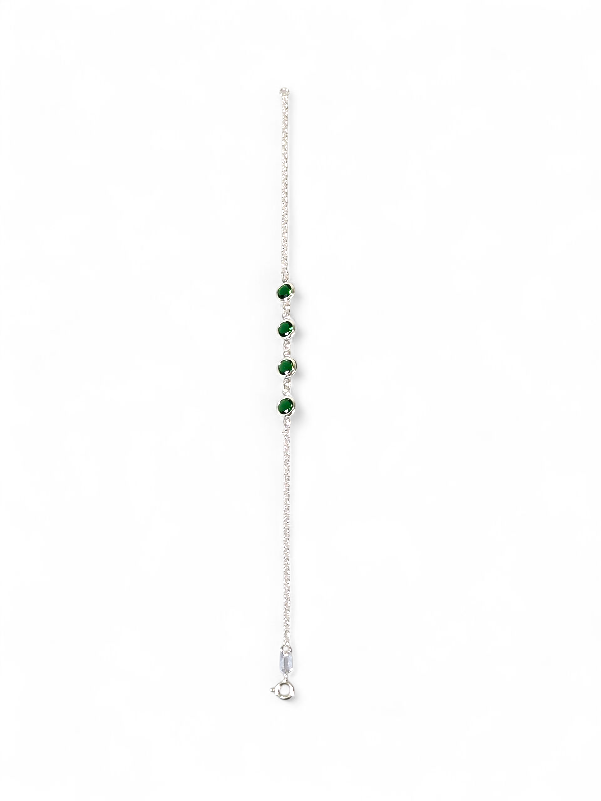 Pulseira Prata 925 com Zircônias Verde 1006