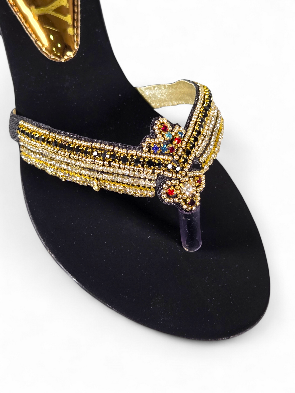 Chinelo 1057 Preto Veludo Salto Bloco