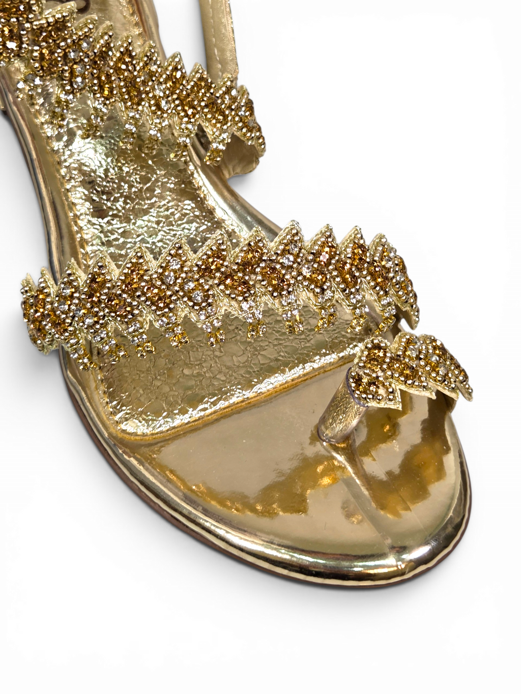 Sandália 9265 Dourado Com Salto Bloco 3cm