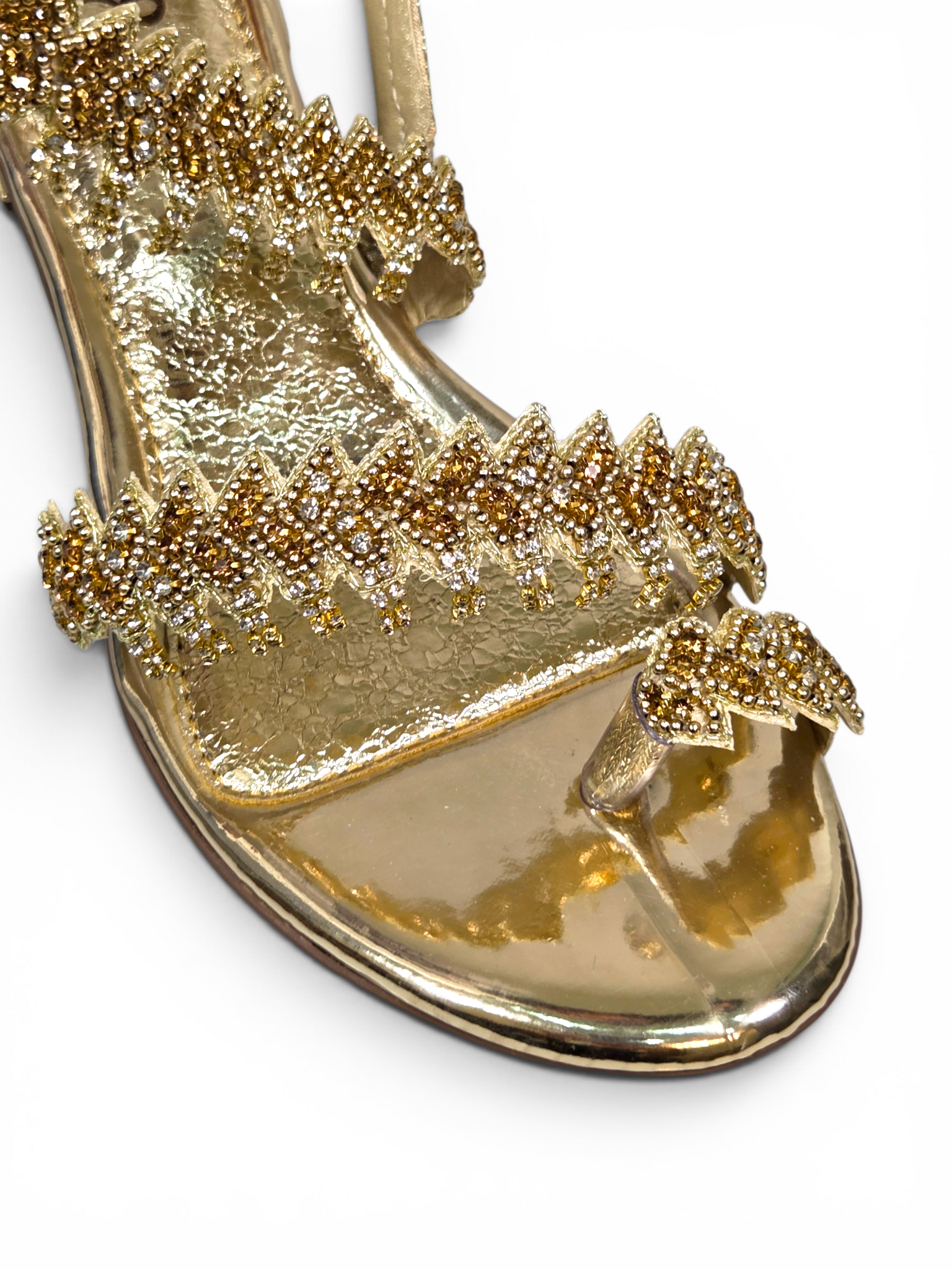 Sandália 9265 Dourado Com Salto Bloco 3cm