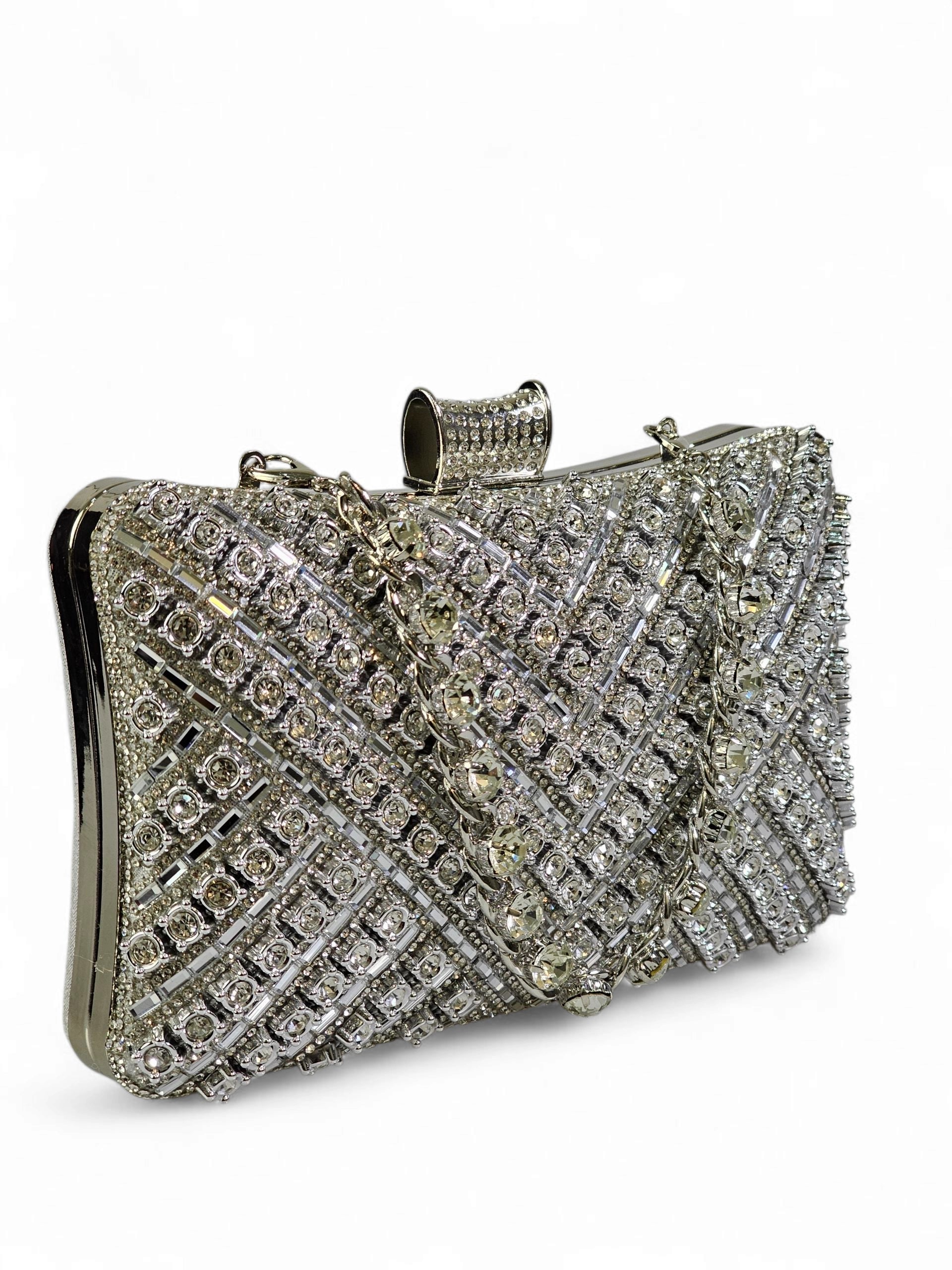Bolsa Clutch Cristal Prata 010
