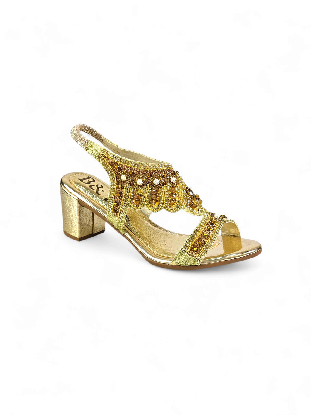 Sandália 9462 Dourado Com Salto 6cm