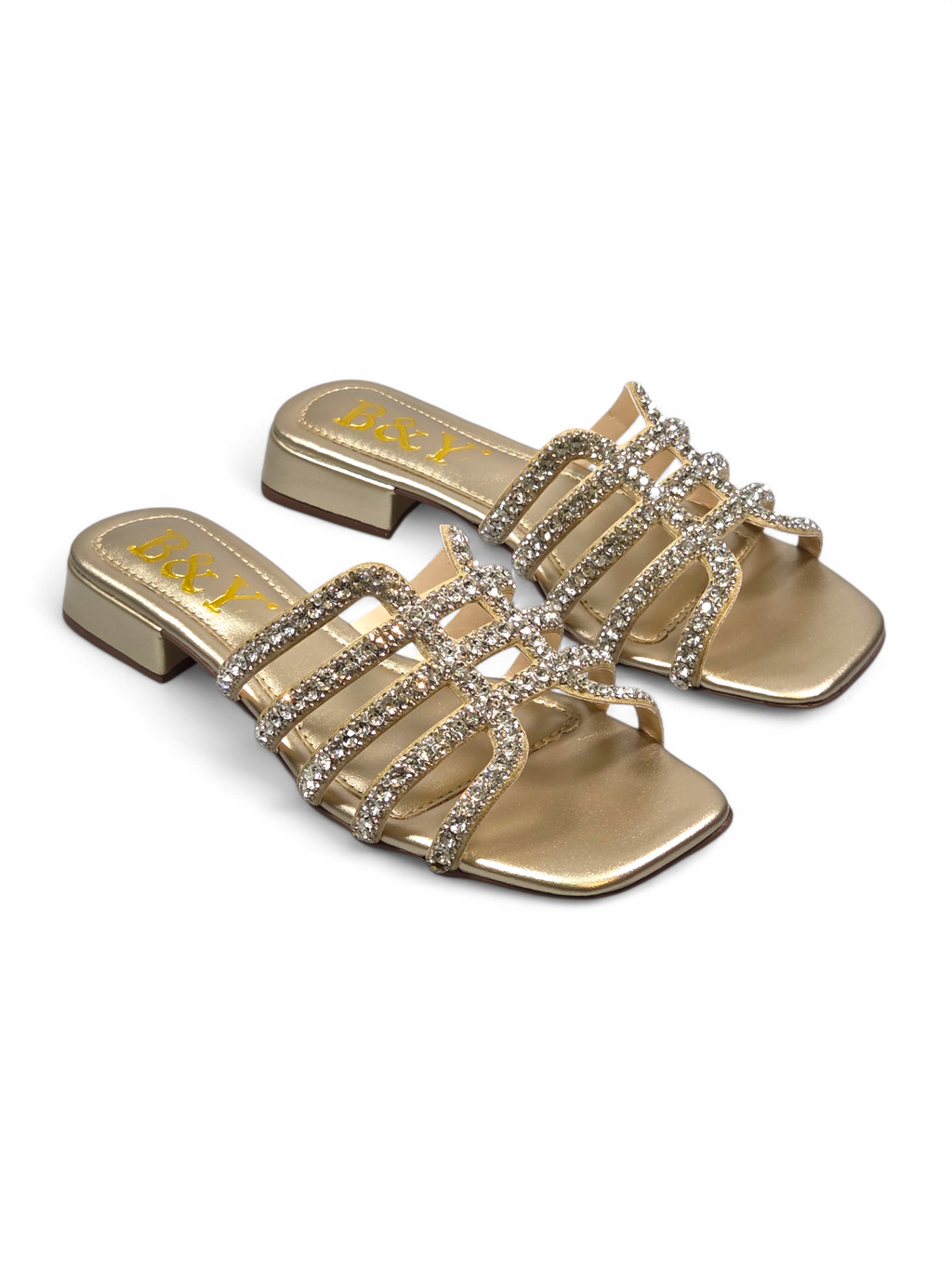 Tamanco 1216 Dourado Salto Baixo