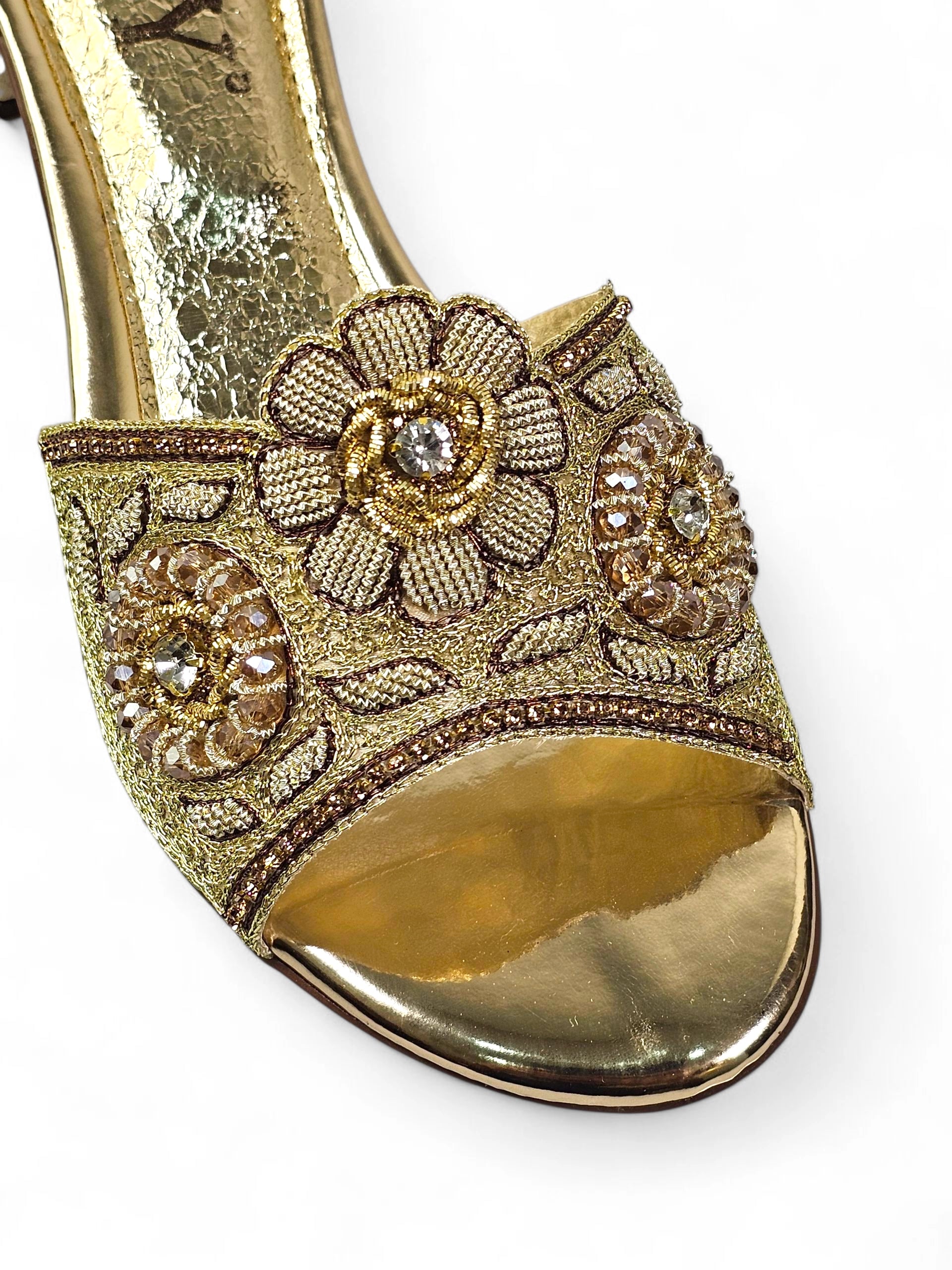 Tamanco 9367 Dourado Salto Bloco