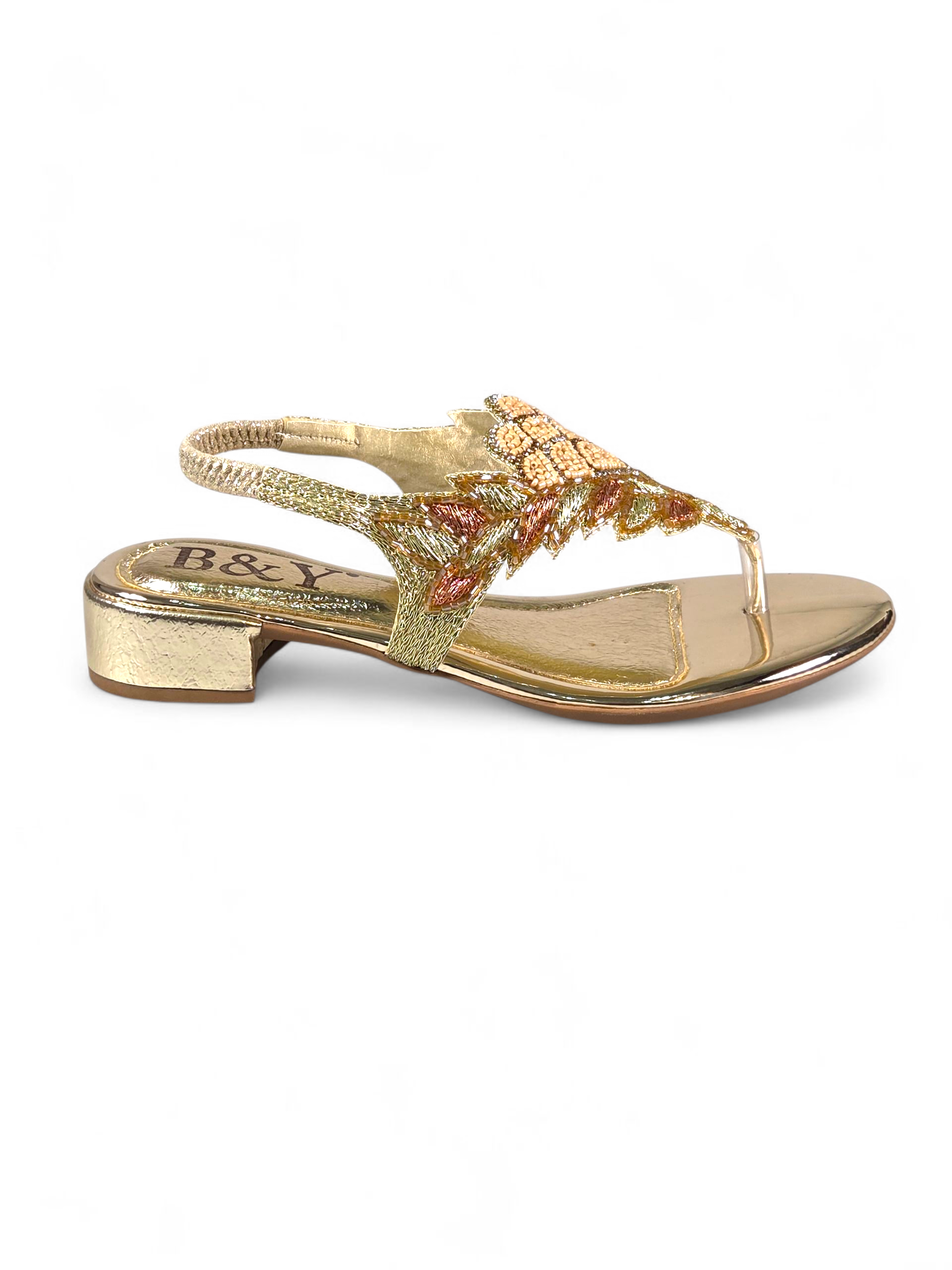 Sandália 9411 Dourado Com Salto Bloco 3cm