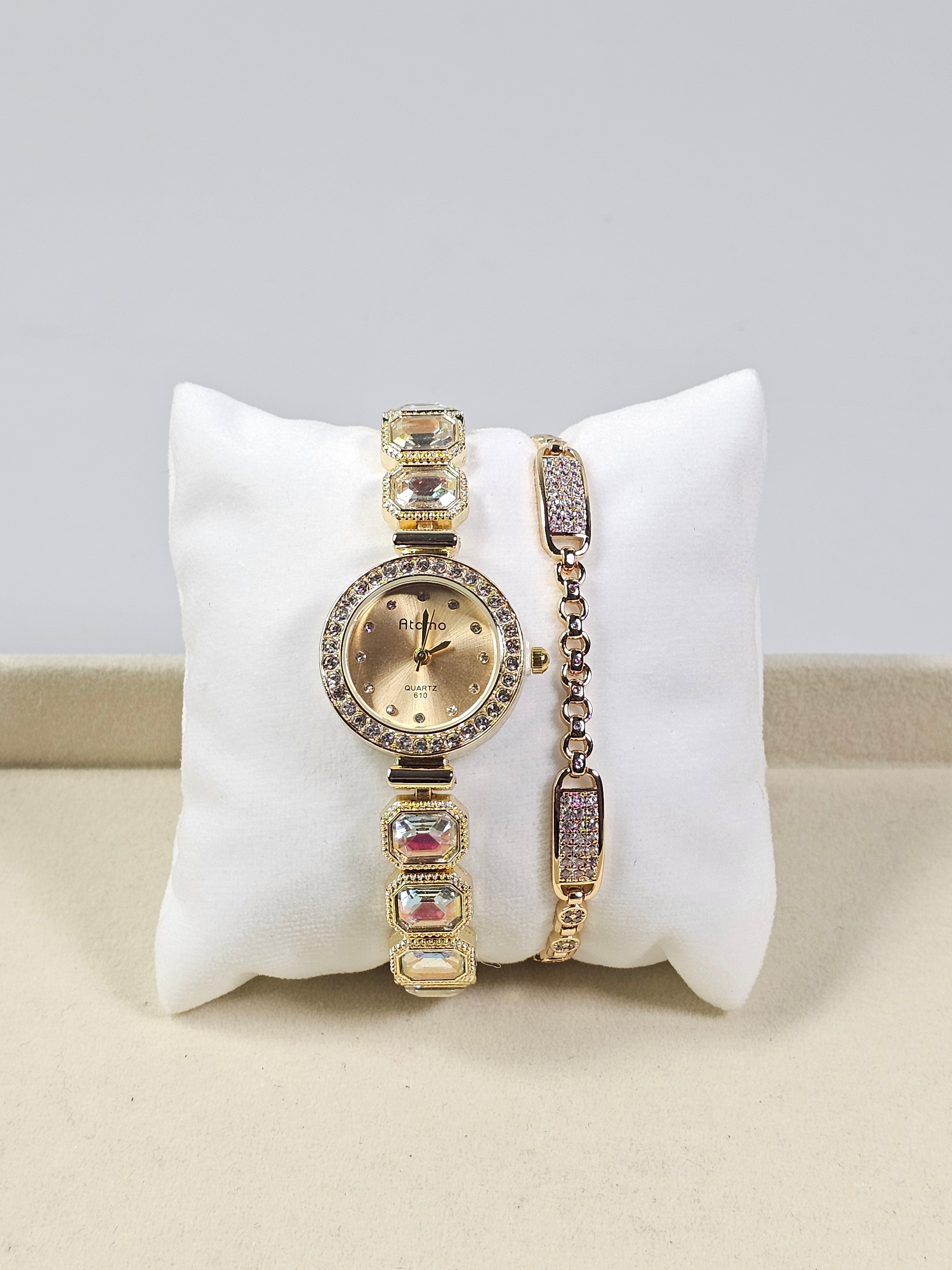 Relógio Prova d’Água com Pulseira Folheada Ouro 053