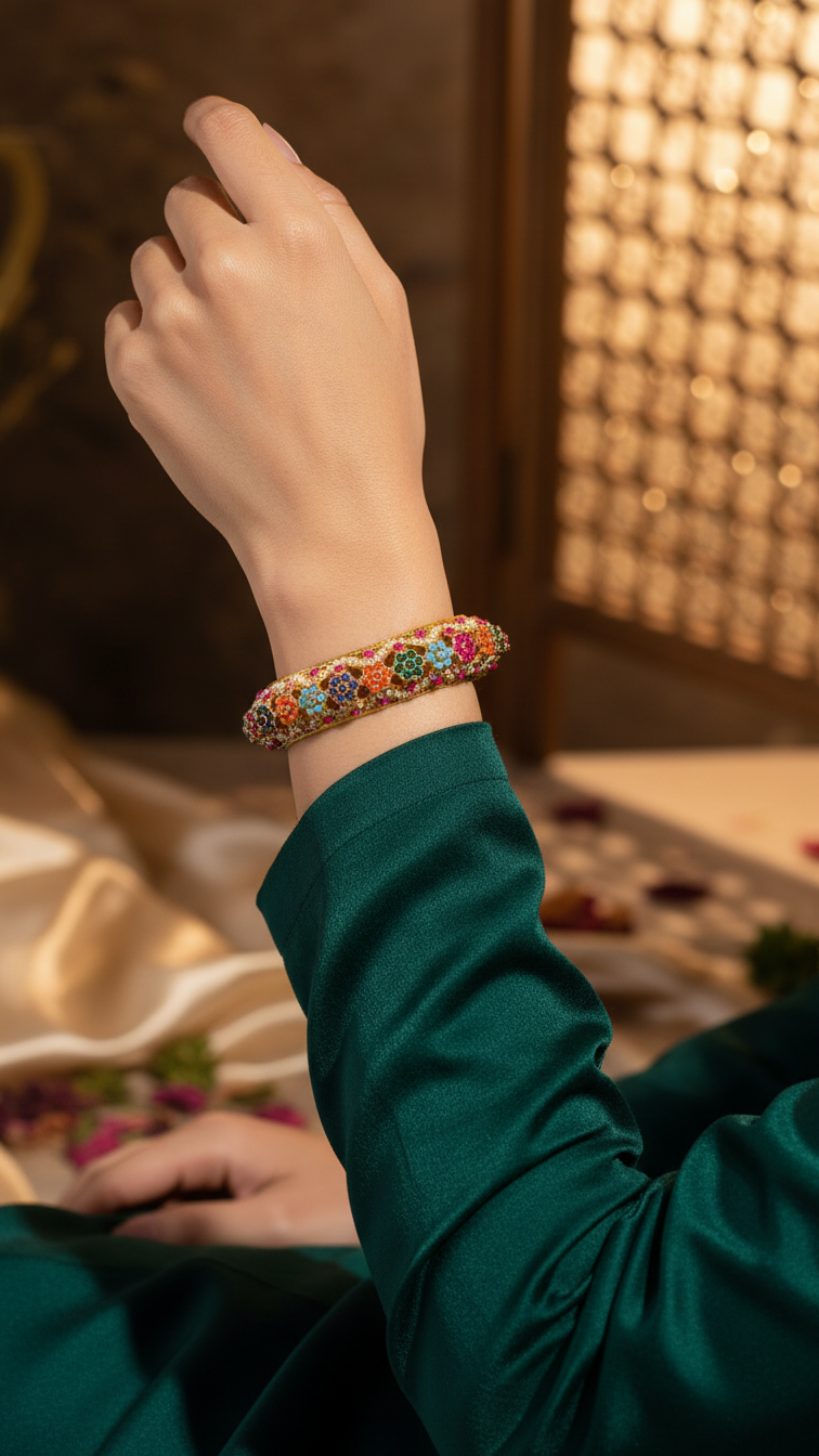 Bracelete Folheado Semi Joia Dourada #1038