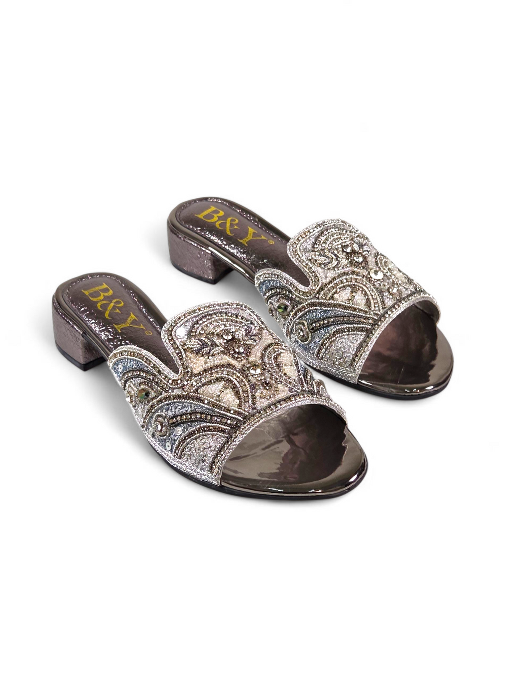 Tamanco 9115 Prata Salto Bloco