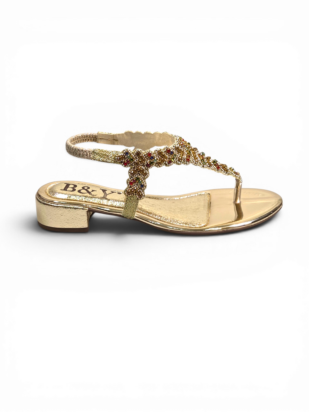 Sandália 8022 Dourado Colorido Salto Bloco 3 cm