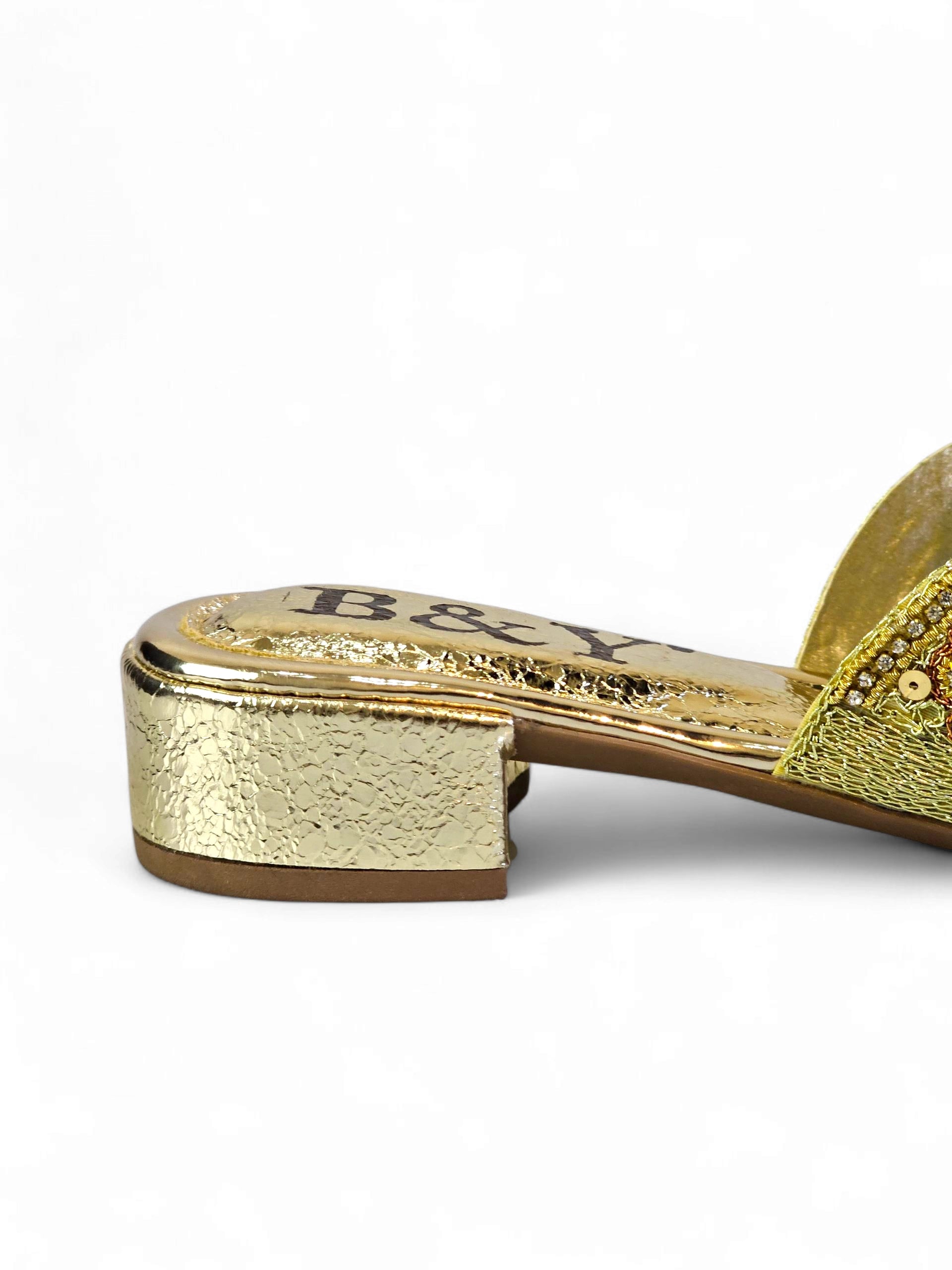 Tamanco 9421 Dourado Salto Bloco