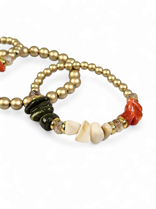 Kit 3 Pulseiras Resina Dourado 012