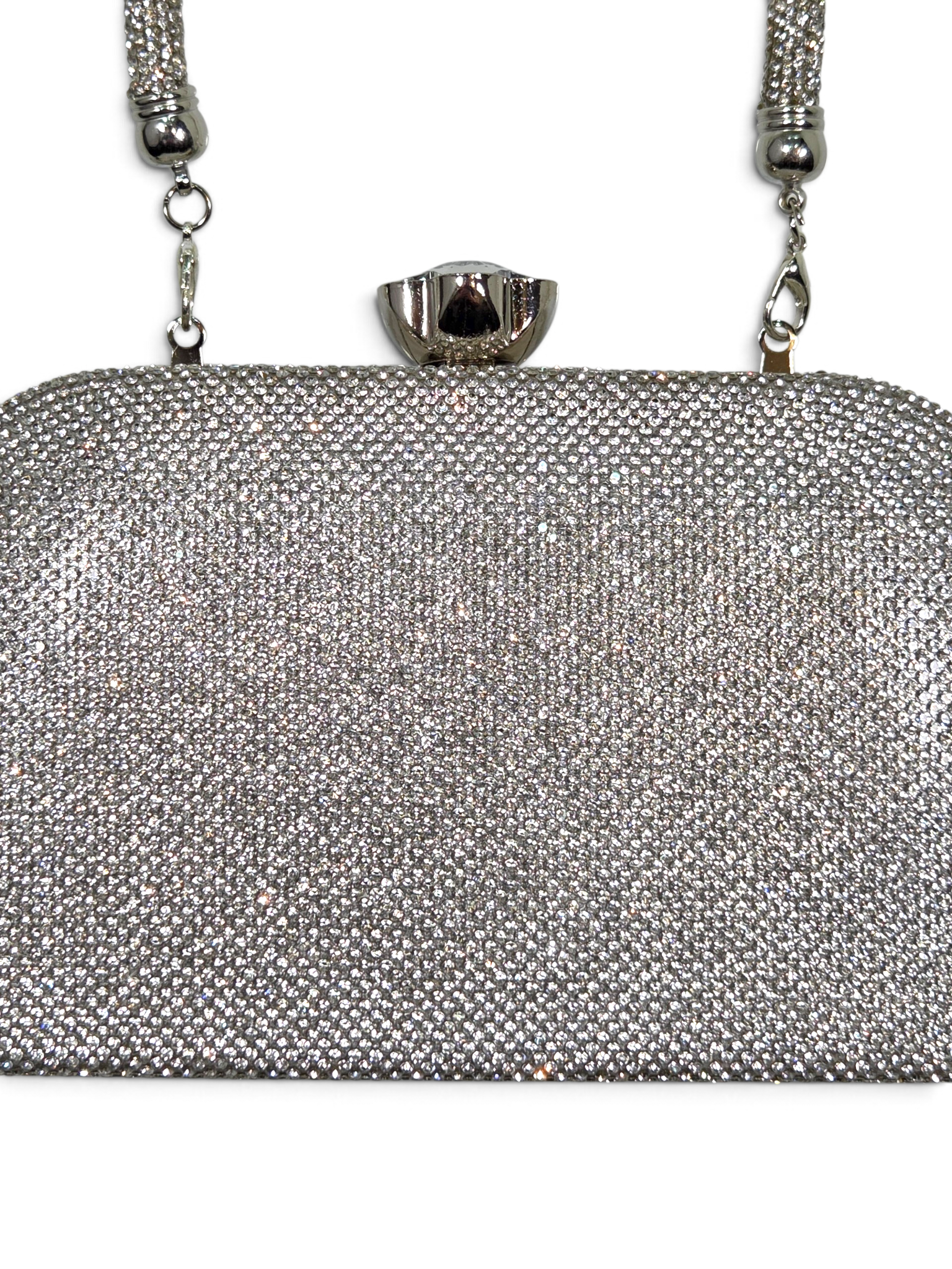 Bolsa Glamour Clutch Cristal Prata 1092