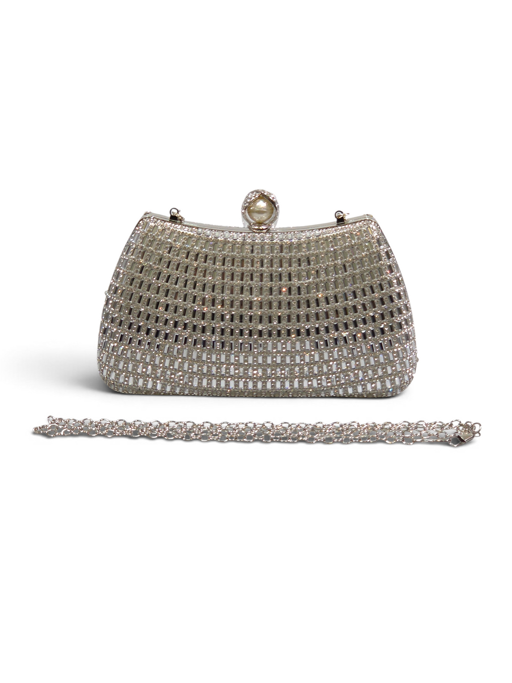 Bolsa Elegance Clutch Cristal Prata 1095