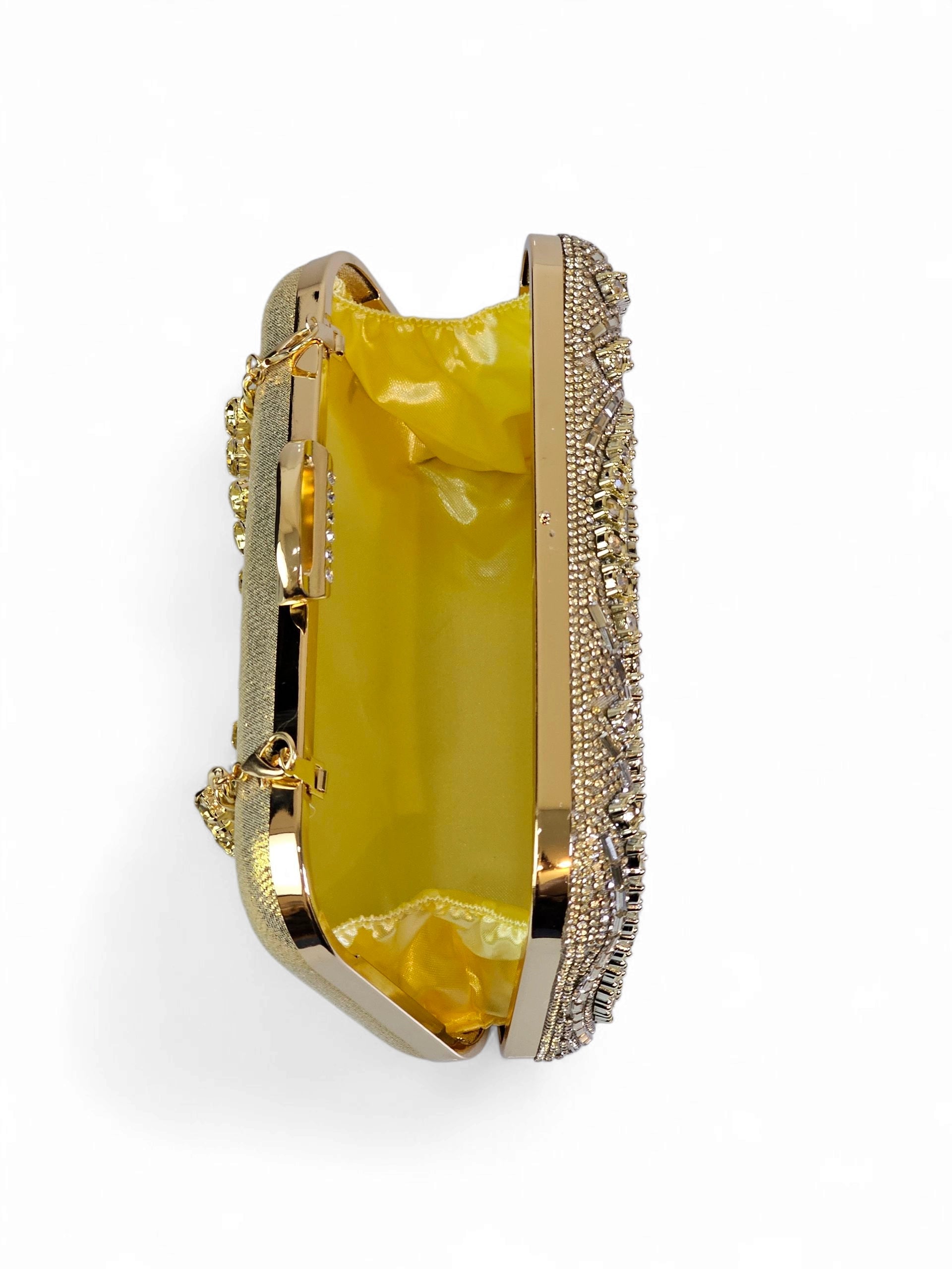 Bolsa Clutch Cristal Dourada 1021